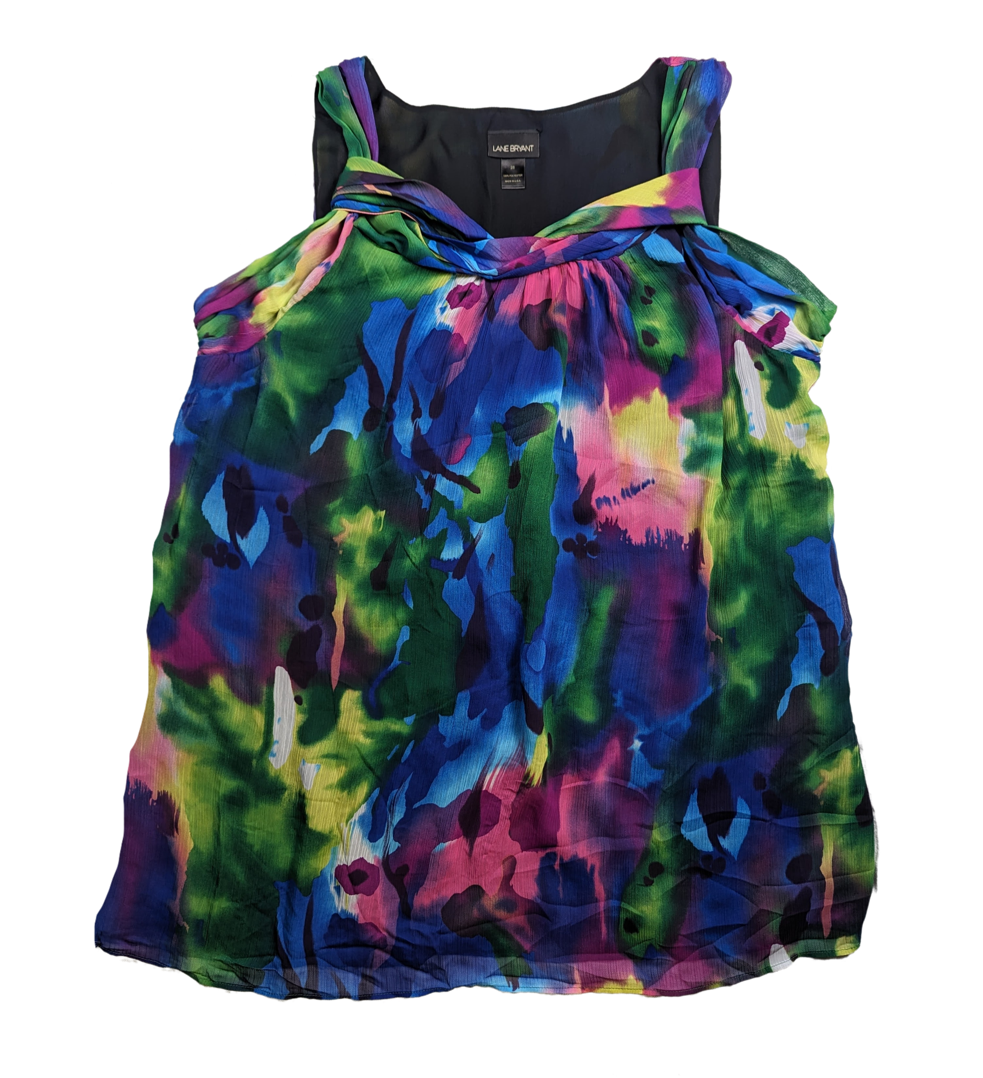 Lane Bryant watercolor Abstract Mini chiffon Dress Unleash your artistic side with the Lane Bryant Watercolor Abstract Mini Chiffon Dress. Perfect for a size 28, thi