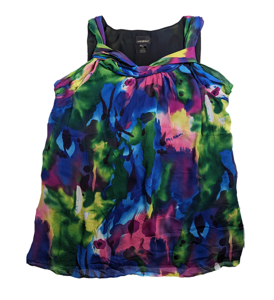 Lane Bryant watercolor Abstract Mini chiffon Dress Unleash your artistic side with the Lane Bryant Watercolor Abstract Mini Chiffon Dress. Perfect for a size 28, thi