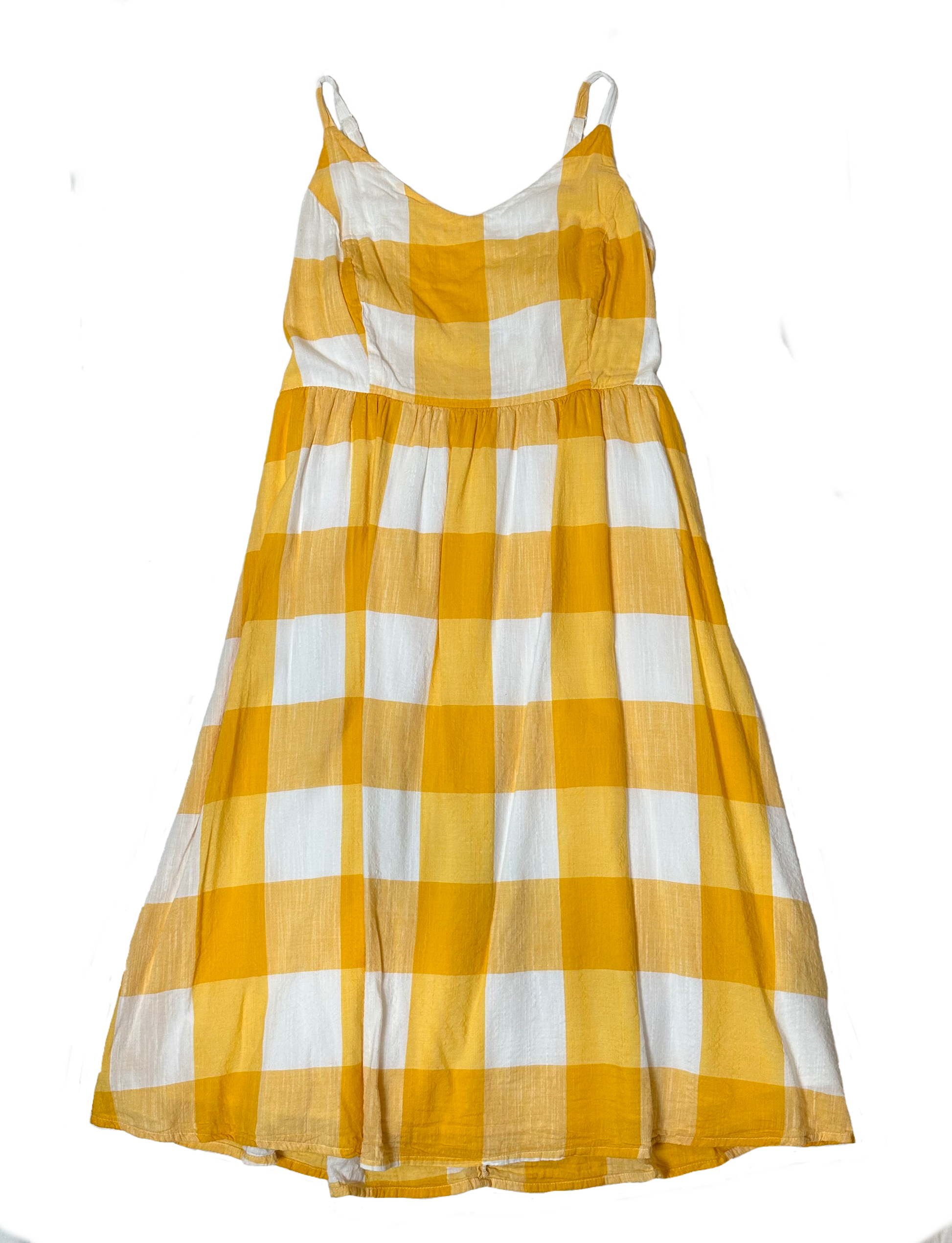 Old NavyMake a statement in this sunny Old Navy yellow &amp; white gingham sundress! Fully lined for total comfort with adjustable straps, a flattering V-neck, and an elastiDressesOld Navy Yellow & White Gingham SundressNavy Yellow & White Gingham Sundress