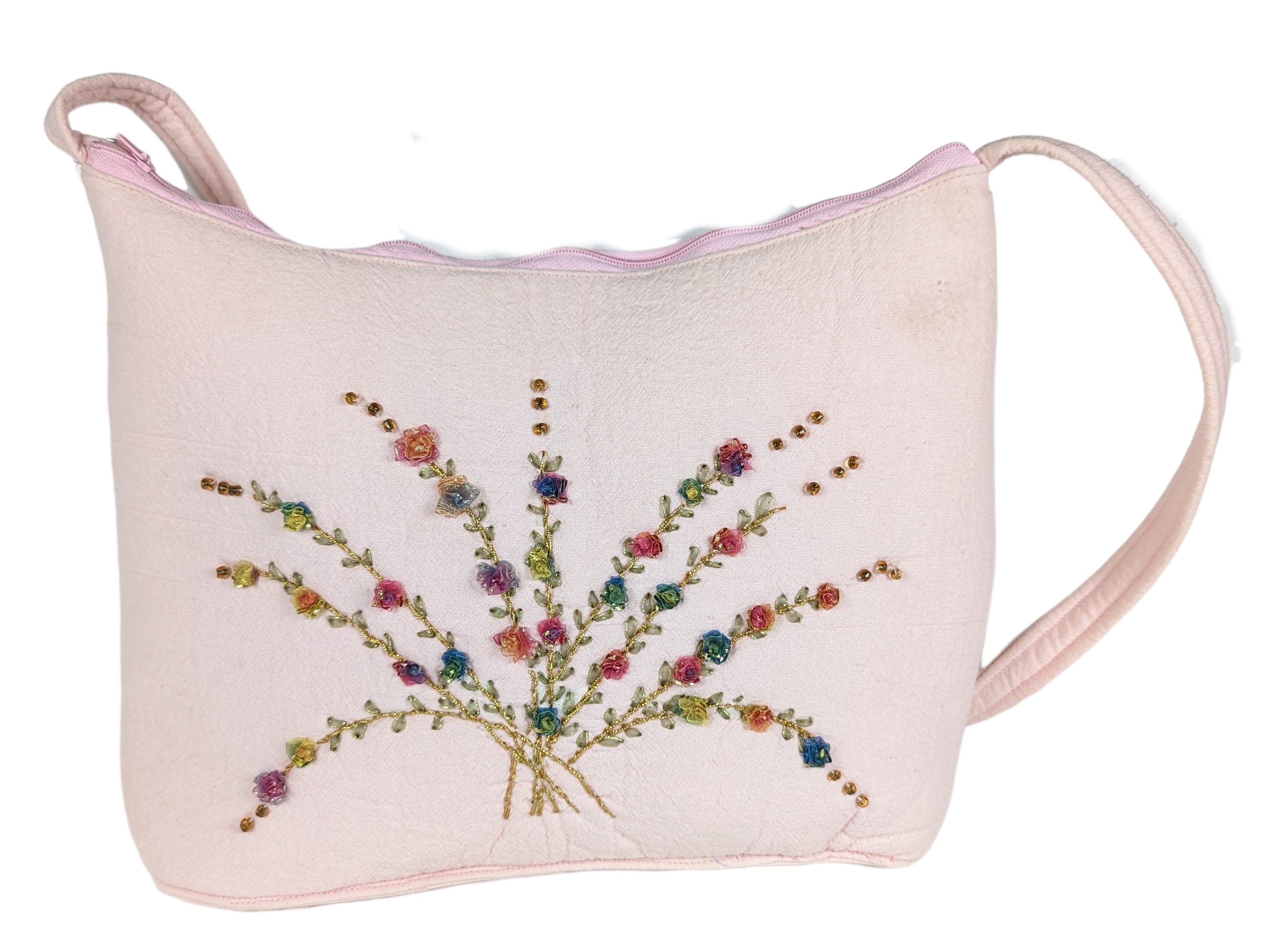 Vintage Pink Fabric Beaded Handbag - Unbranded Stylish floral design.PurseVintage Pink Fabric Beaded Handbag - UnbrandedVintage Pink Fabric Beaded Handbag - Unbranded