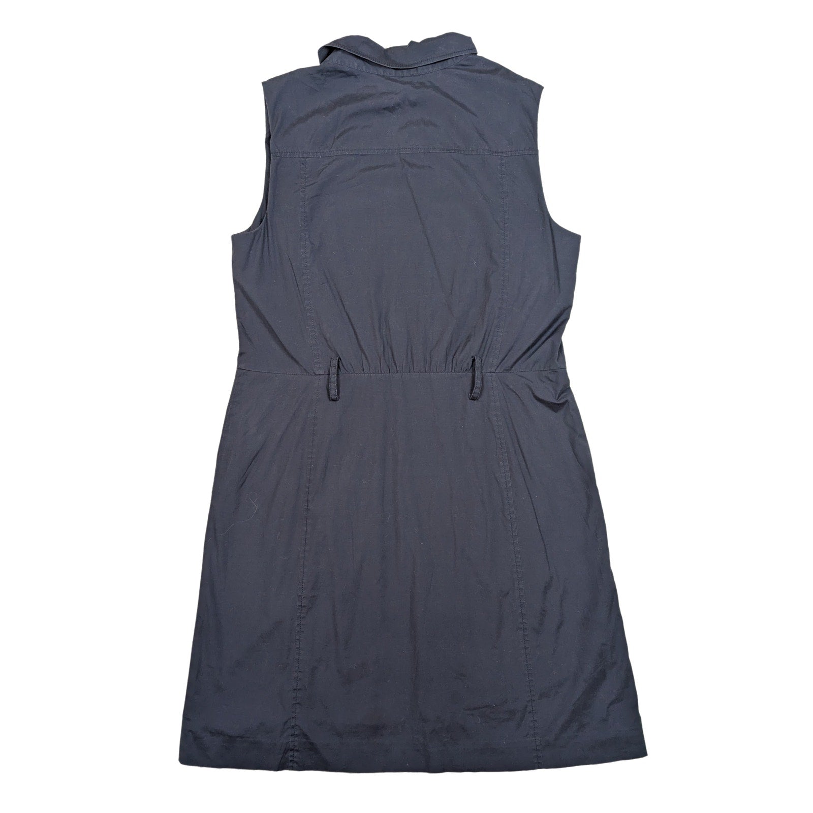 Tory Burch Zip-Front Navy Sleeveless Shirt Dress Size 10