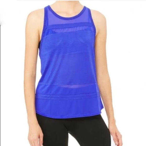 aloThis bright blue new with tags Alo Yoga tank has got it all! Look stylish with the razor back design and mesh details, and feel comfortable with the breathable fabriTank TopAlo Yoga Bright Blue Razor Back Tank with Mesh Details - NWTAlo Yoga Bright Blue Razor Back Tank