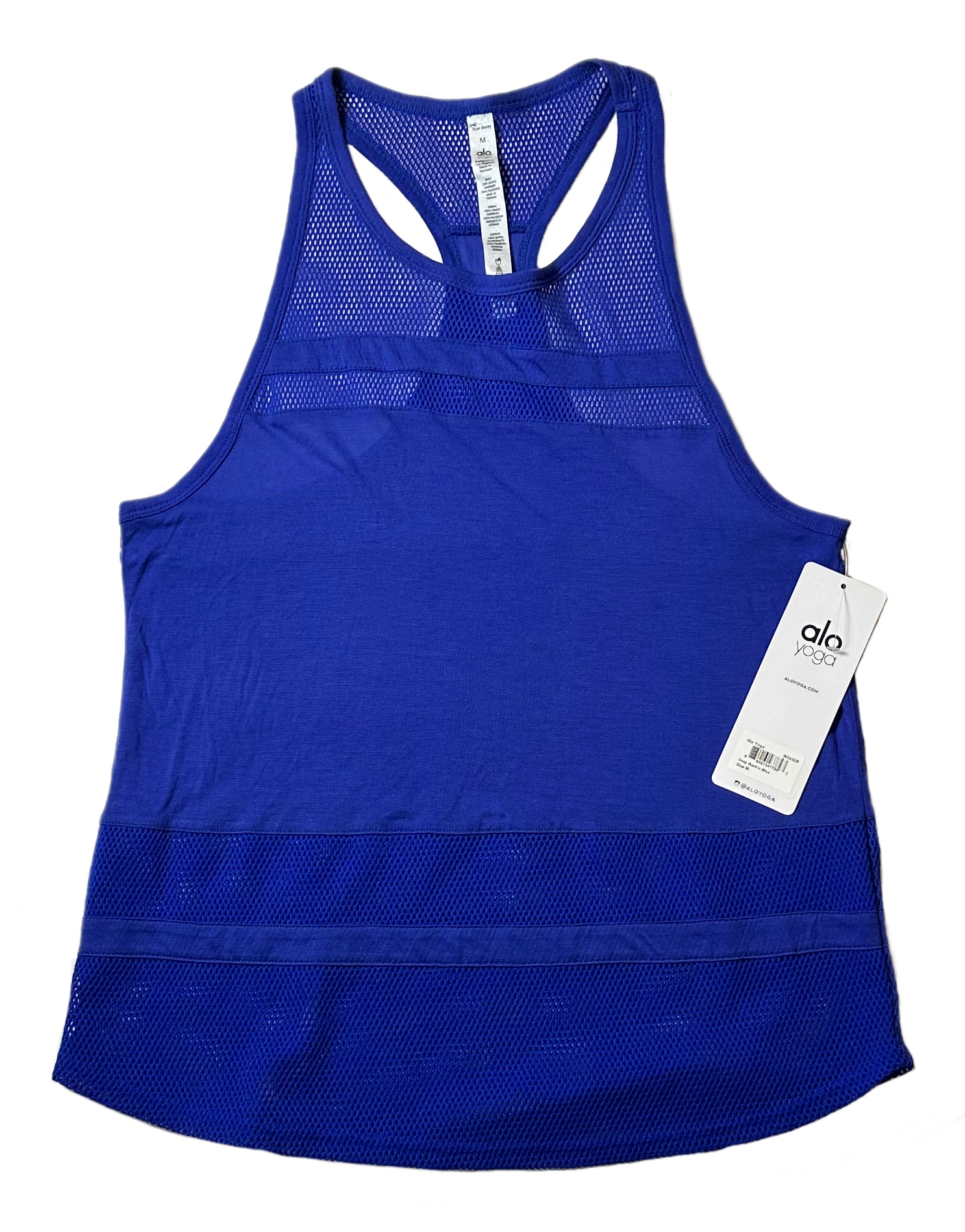 aloThis bright blue new with tags Alo Yoga tank has got it all! Look stylish with the razor back design and mesh details, and feel comfortable with the breathable fabriTank TopAlo Yoga Bright Blue Razor Back Tank with Mesh Details - NWTAlo Yoga Bright Blue Razor Back Tank