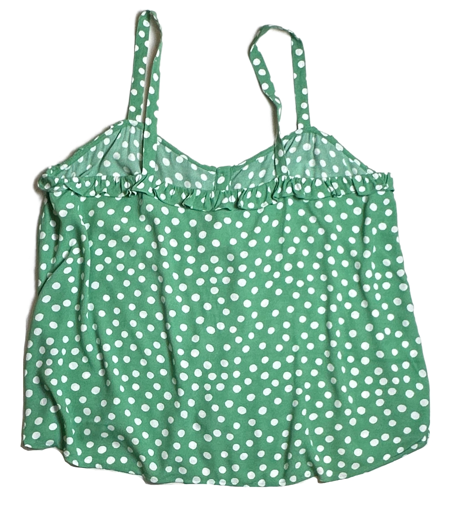 Loft Green & White Polka Dot Spaghetti Strap Top - NWT size XL Add some fun to your wardrobe with this Loft Green & White Polka Dot Top. Flowy and flirty with spaghe