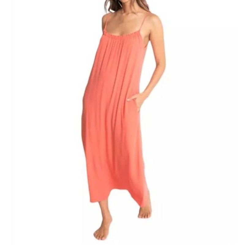 Lovestitch Rain or Shine Coral Spaghetti Strap Sundress Size Large