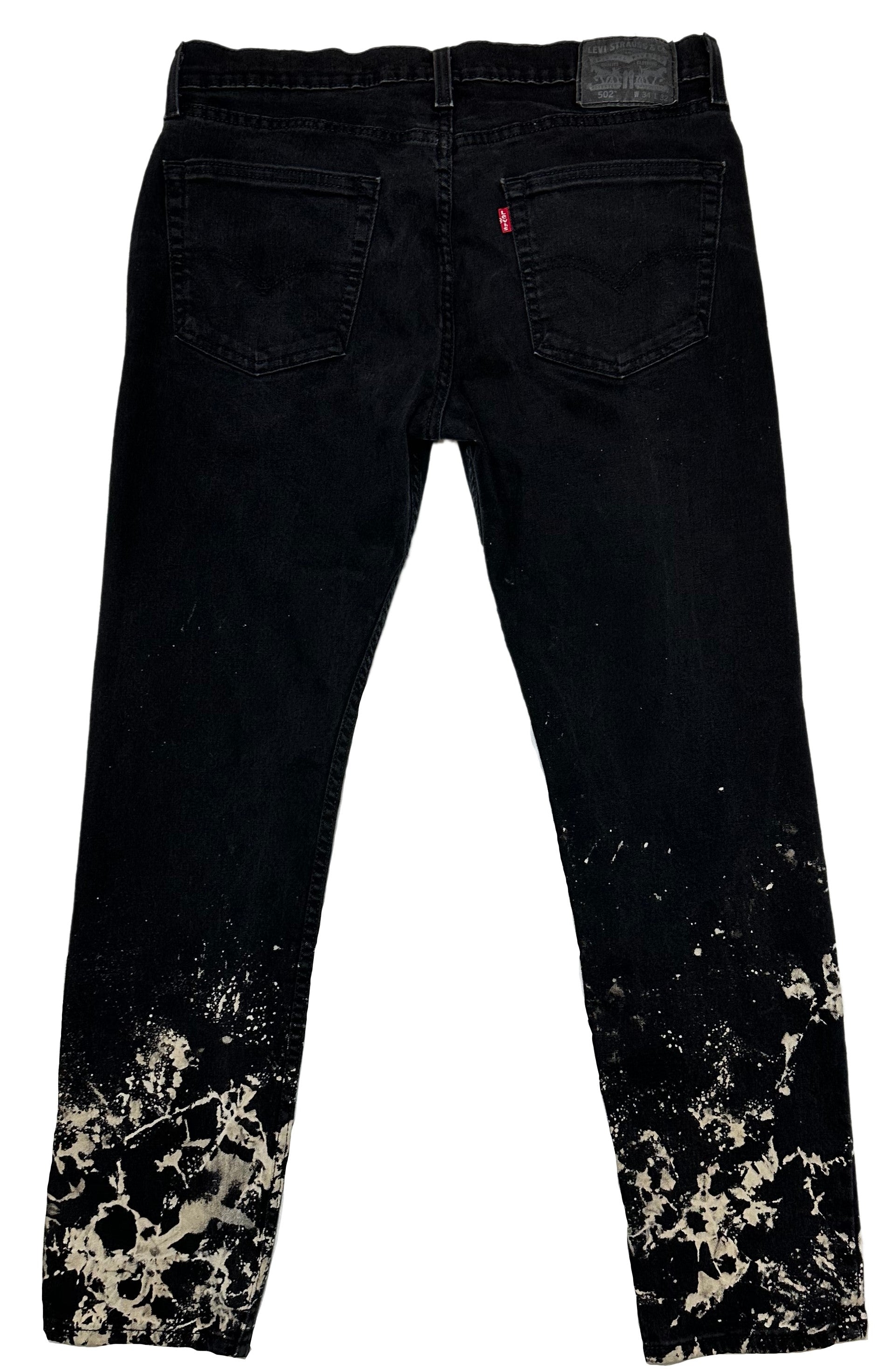 REFRESHED - Levi's 502 Denim Custom Bleached Black Jeans Size 34 x 32 Revamp your wardrobe with REFRESHED Levi's 502 Black Denim! These custom bleached jeans feature a cla