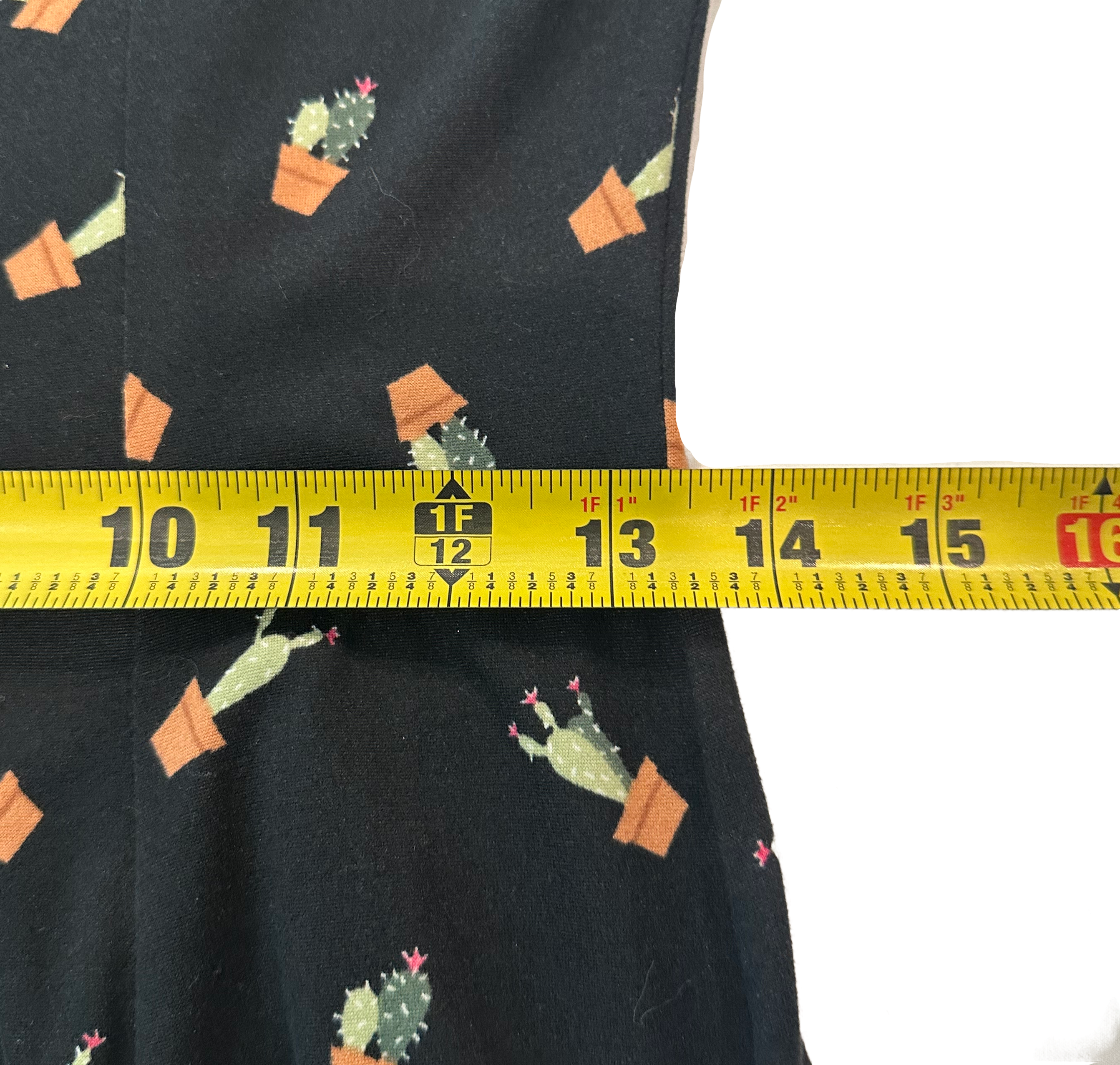 Banana Lemon Cactus Print Black Fit & Flare Dress
