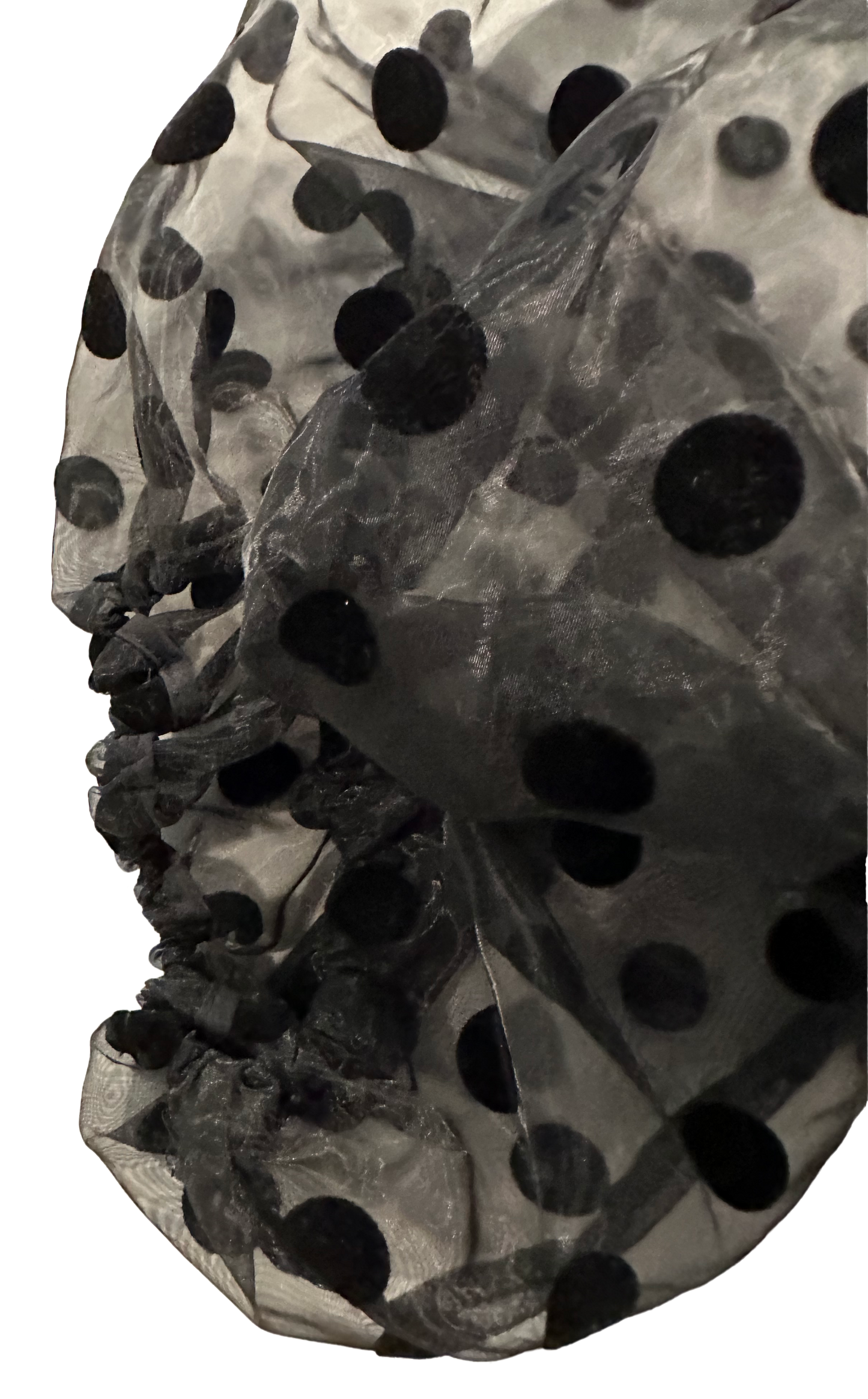 Boston Proper Sheer Black Polka Dot Balloon 3/4 Sleeve Button Up Collar Blouse size Small