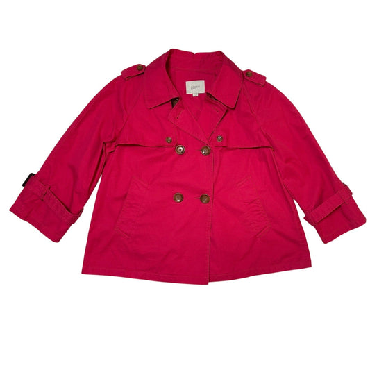 LOFT Hot Pink double Breasted Short Trench Coat size Medium Elevate your outerwear collection with this absolutely charming LOFT Hot Pink Short Double Breasted Trenc