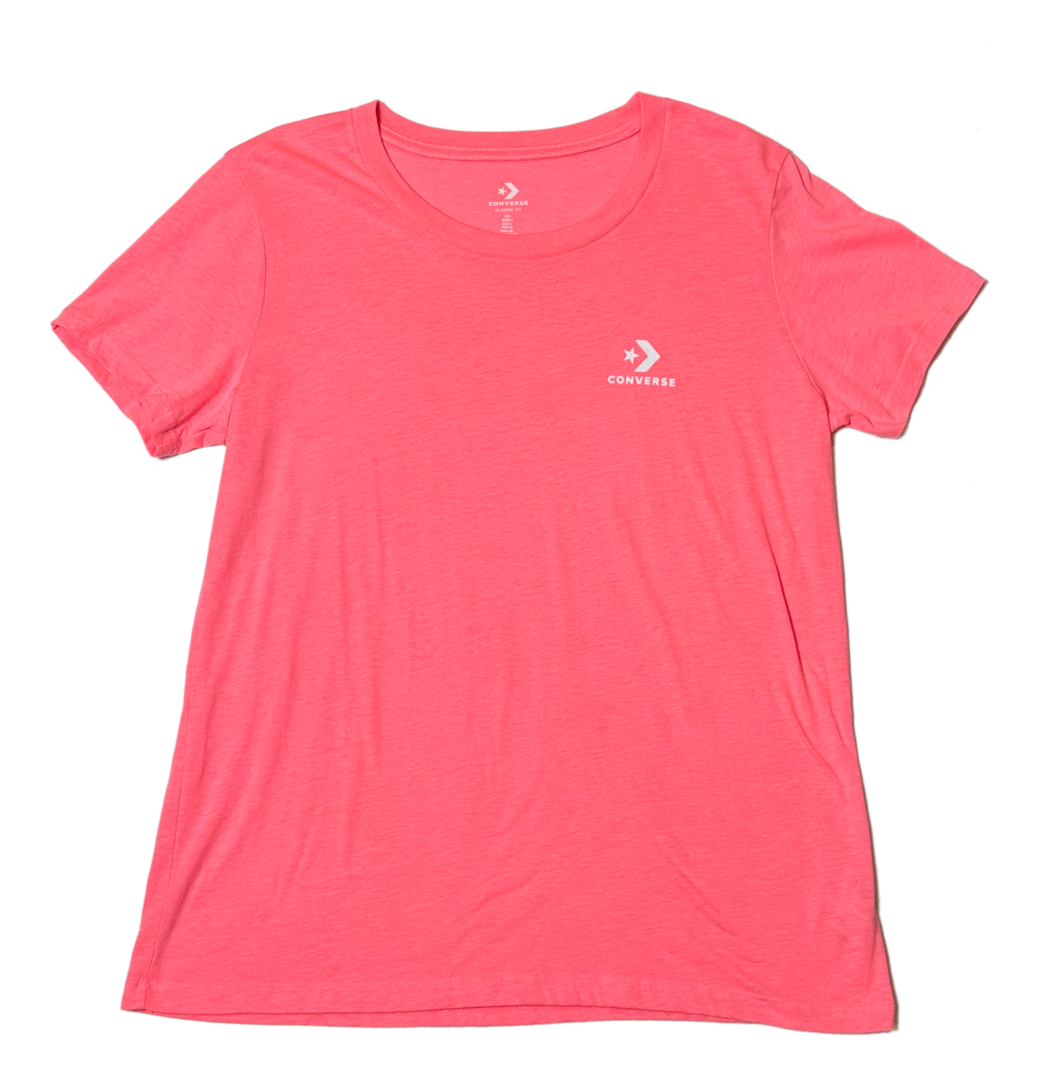 ConverseMake a statement in this classic fit, hot pink short-sleeve Converse T-shirt! It'll help you stand out in a crowd, and offer a bright, bold burst of color to any outShirtConverse Classic Fit Hot Pink Short Sleeve T-ShirtConverse Classic Fit Hot Pink Short Sleeve