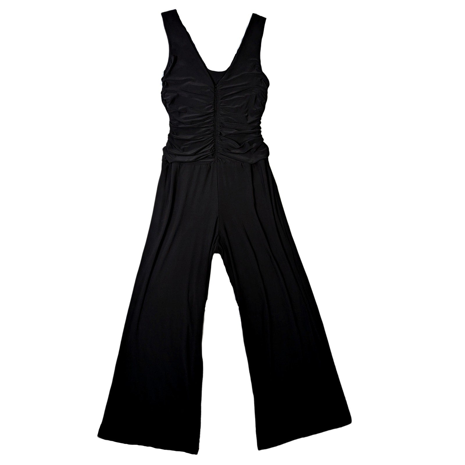 R & M Richards Black Sleeveless Knit Jumpsuit Size 12