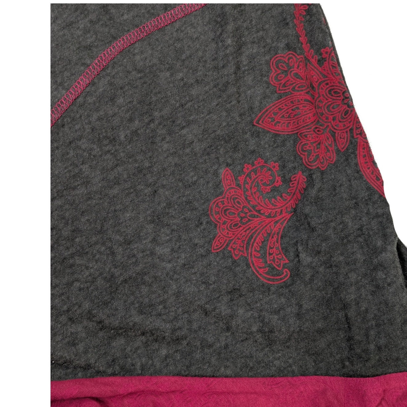 Coline Gray and Magenta Short Sleeve Dress with Lacing at Neck and BacStep out in style with this charming Coline dress, a lovely blend of comfort and chic design! t