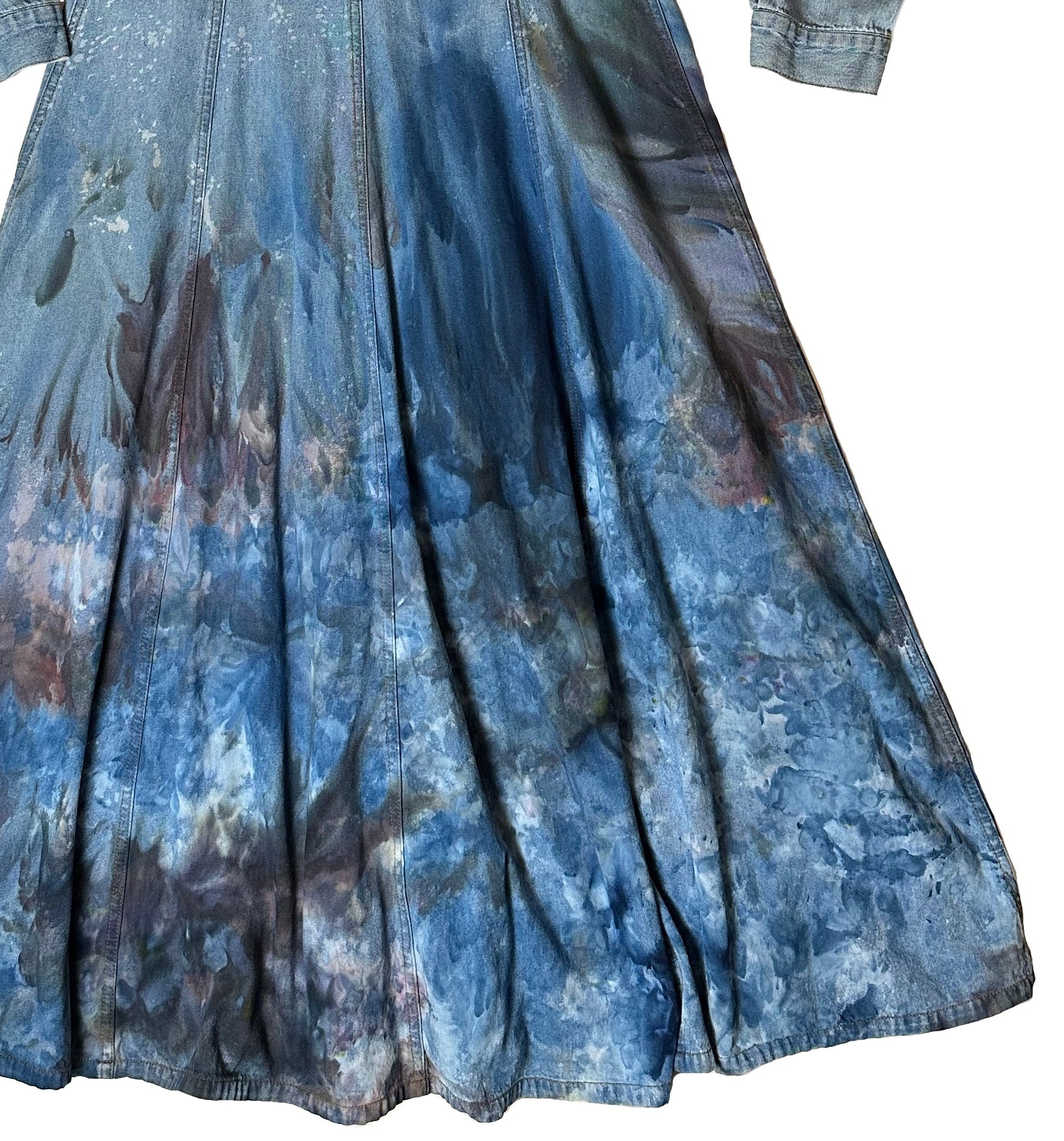 REFRESHED - New York Style Button Front Vintage Denim Shirt Dress Hand Dyed Cotton size 8