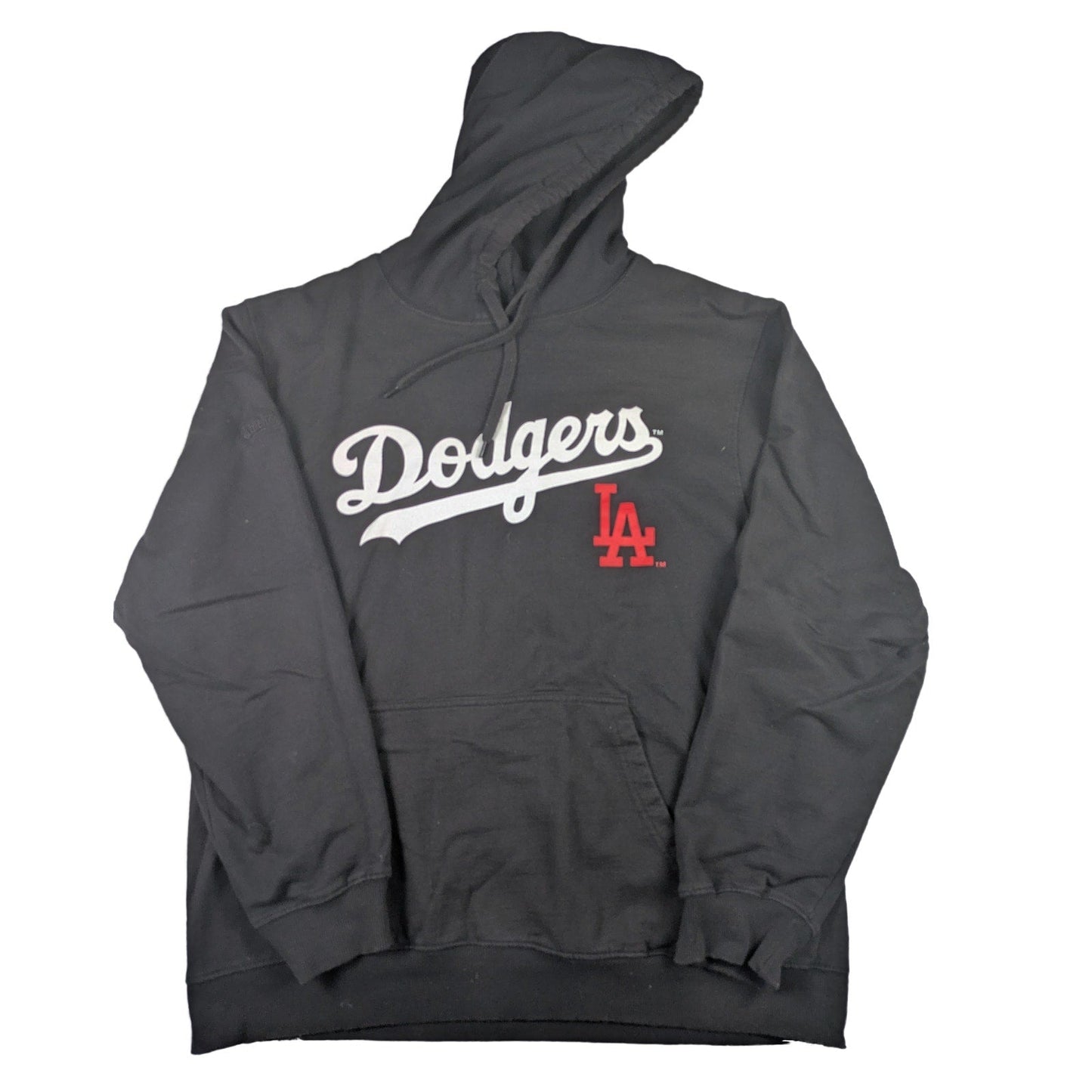 Stitches Los Angeles Dodgers Black Hoodie White Logo with Red LA Sz XL Show your team pride with this Stitches Los Angeles Dodgers black hoodie! This stylish hoodie