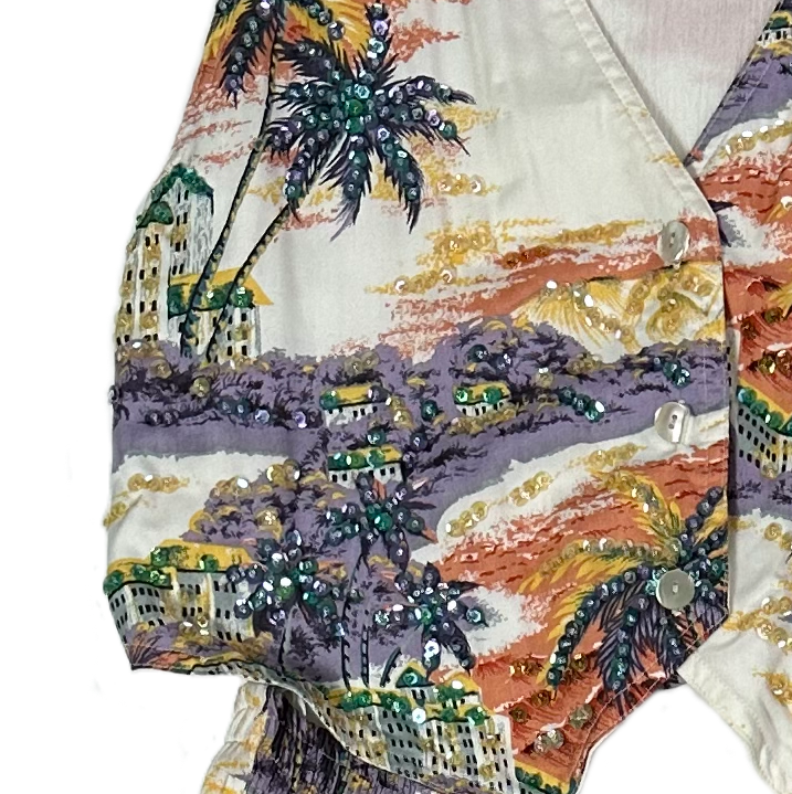 Faith Long Tiered Skirt with Vest with Sequins Size Small