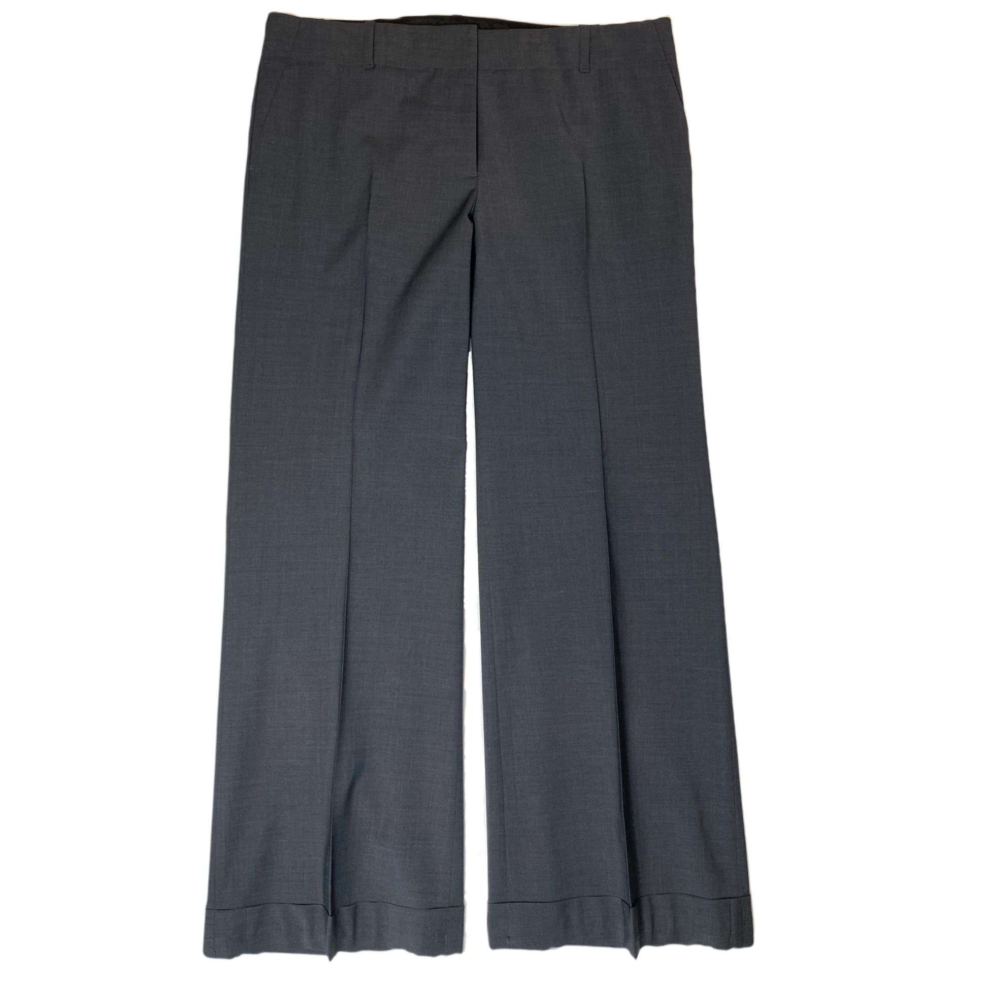 Elevate your workwear with these Ann Taylor lined, wide-leg pants crafted from premium dark gray virgin wool. The relaxed silhouette from these Ann Taylor dress pants