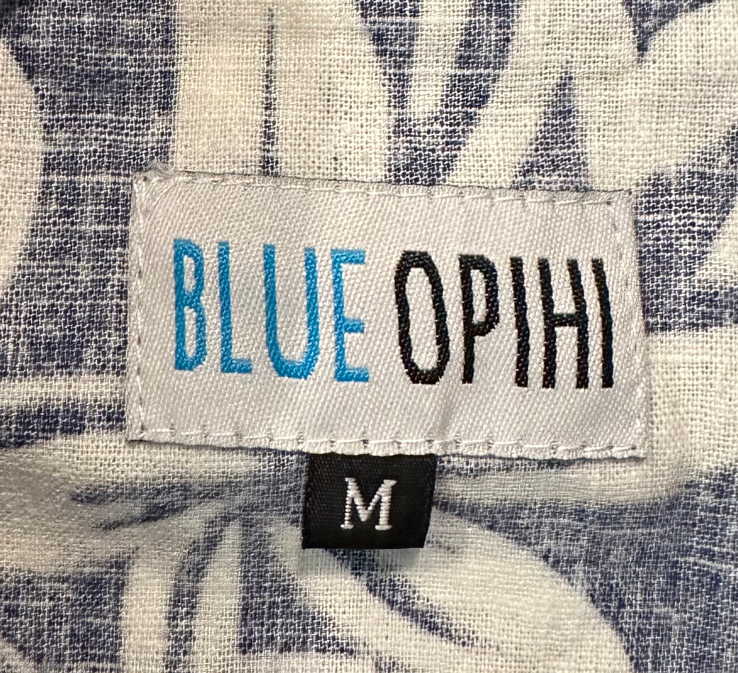 Blue Opihi Aloha Floral Casual Button Front Shirt Men's size Medium