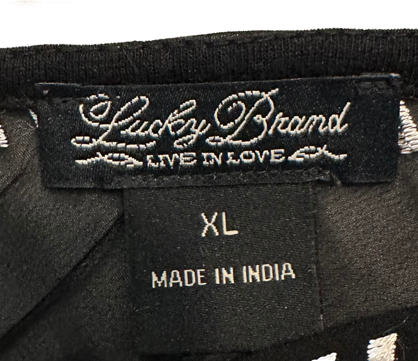 Lucky Brand Black Tank with V-neck, Mesh and Embroidery size XL