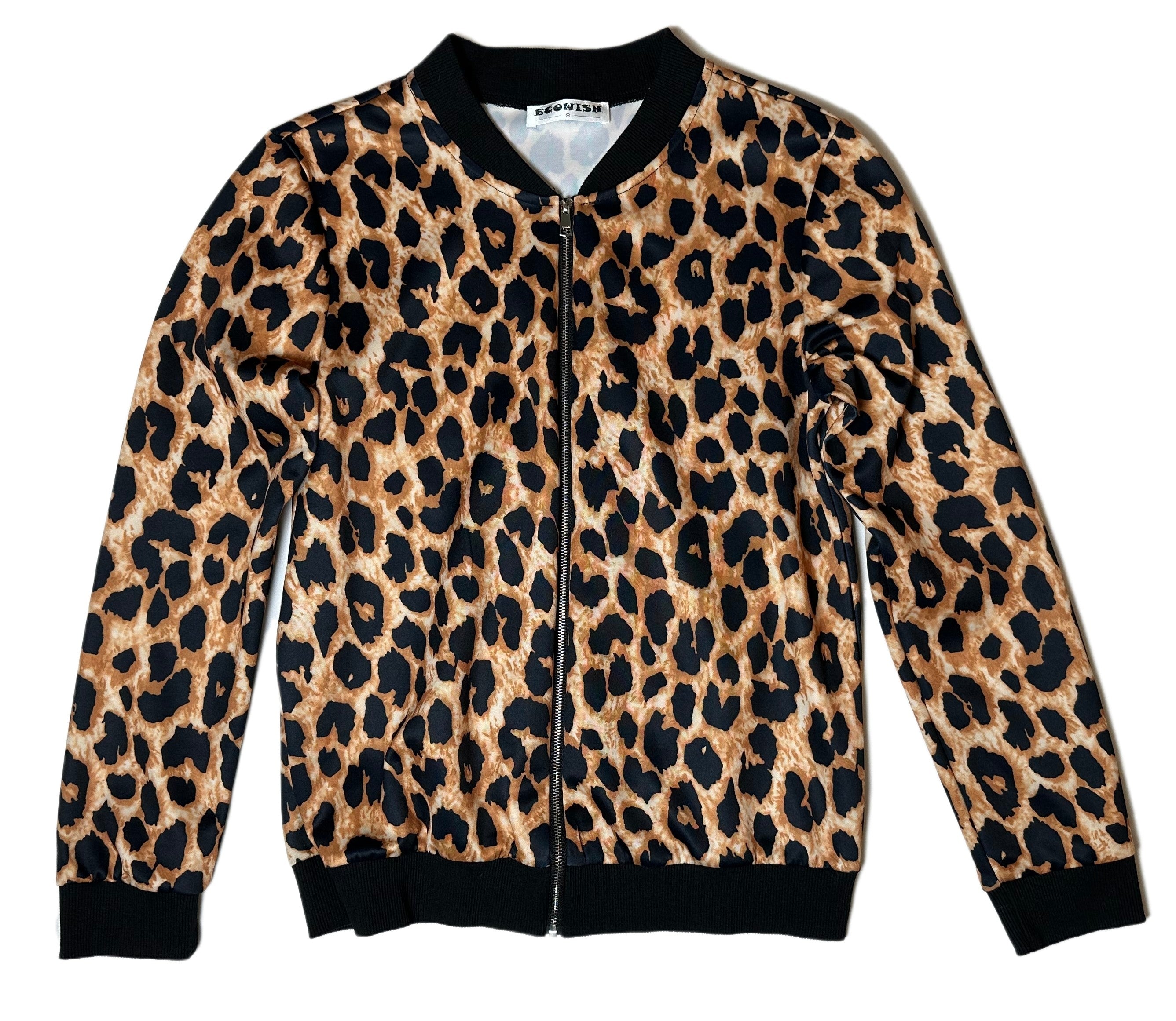 EcowishStay stylish and warm in this Ecowish leopard print bomber jacket. Made with a lightweight fabric, this jacket features a trendy leopard print pattern and a zip-fronJacketEcowish Leopard Print Bomber JacketEcowish Leopard Print Bomber Jacket