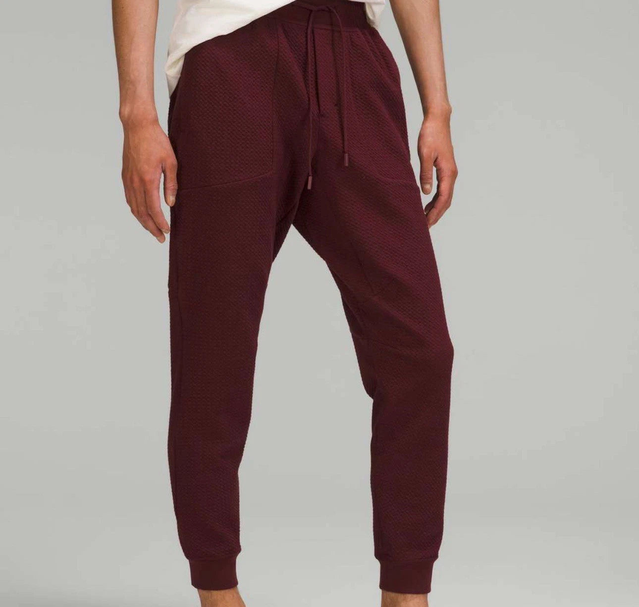 Lululemon RARE At Ease Textured Double Knit Cotton Joggers Men Large Maroon XL