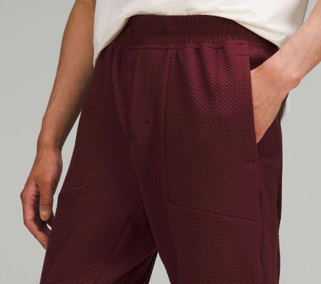 Lululemon RARE At Ease Textured Double Knit Cotton Joggers Men Large Maroon XL