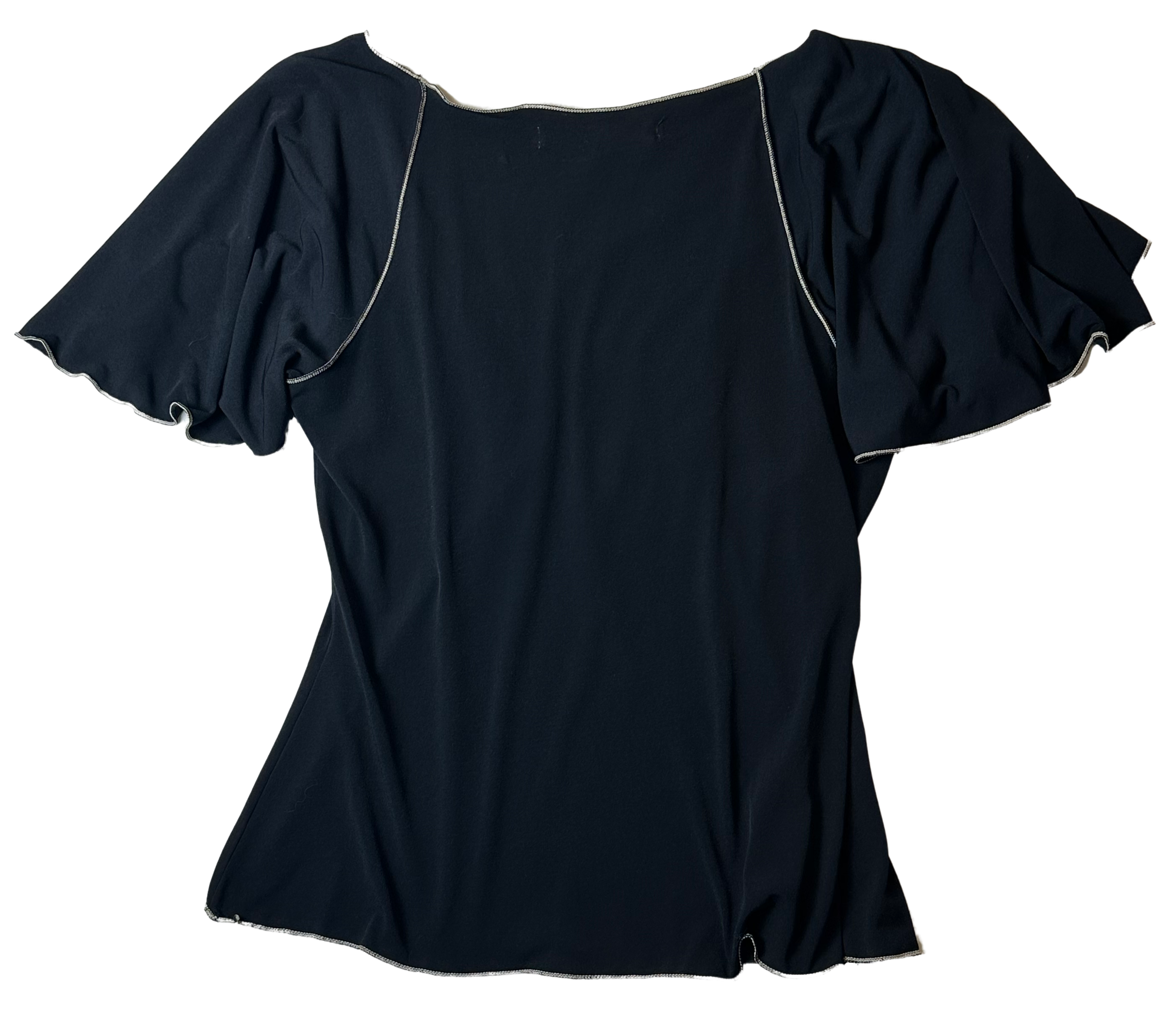 Max Studio Black Vintage Style Flirty Sleeve Top - Medium