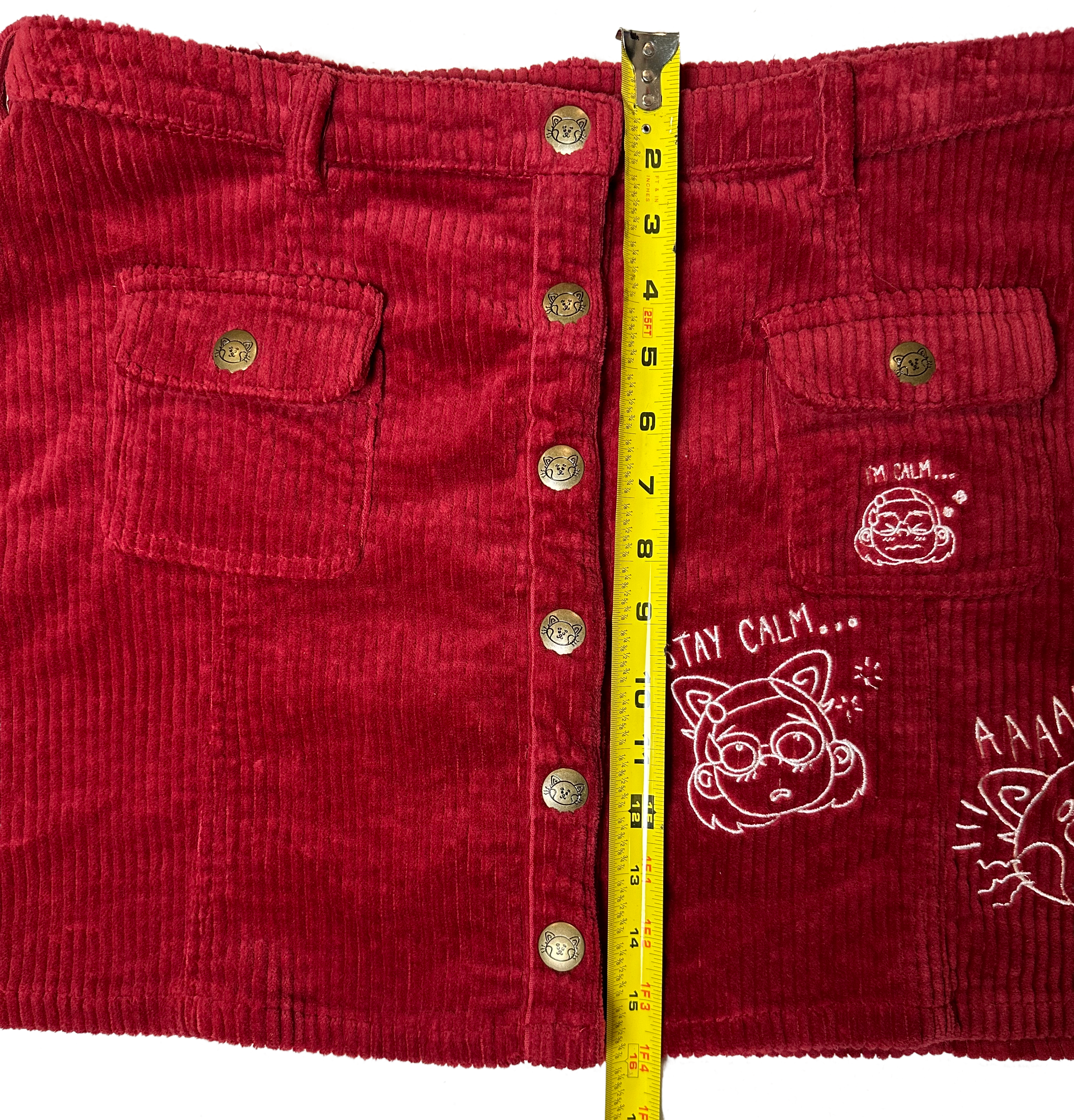 Disney Pixar Turning Red Panda Mei Corduroy Mini Snap Front Animated Skirt size XL