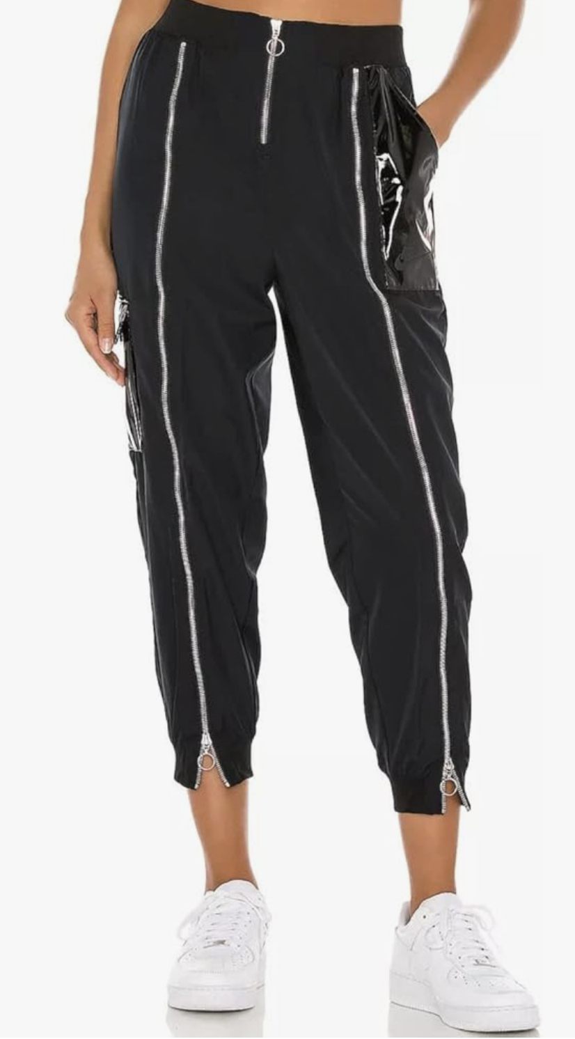 Nike Women's Nude Zip Front Cargo Joggers  Patent Leather Details sze M Effortless style meets functional cool with these cargo joggers that refuse to take themselv