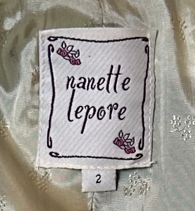 Nanette Lepore Vintage Pinstriped Green Blazer with Pockets and Bow detail - size 2