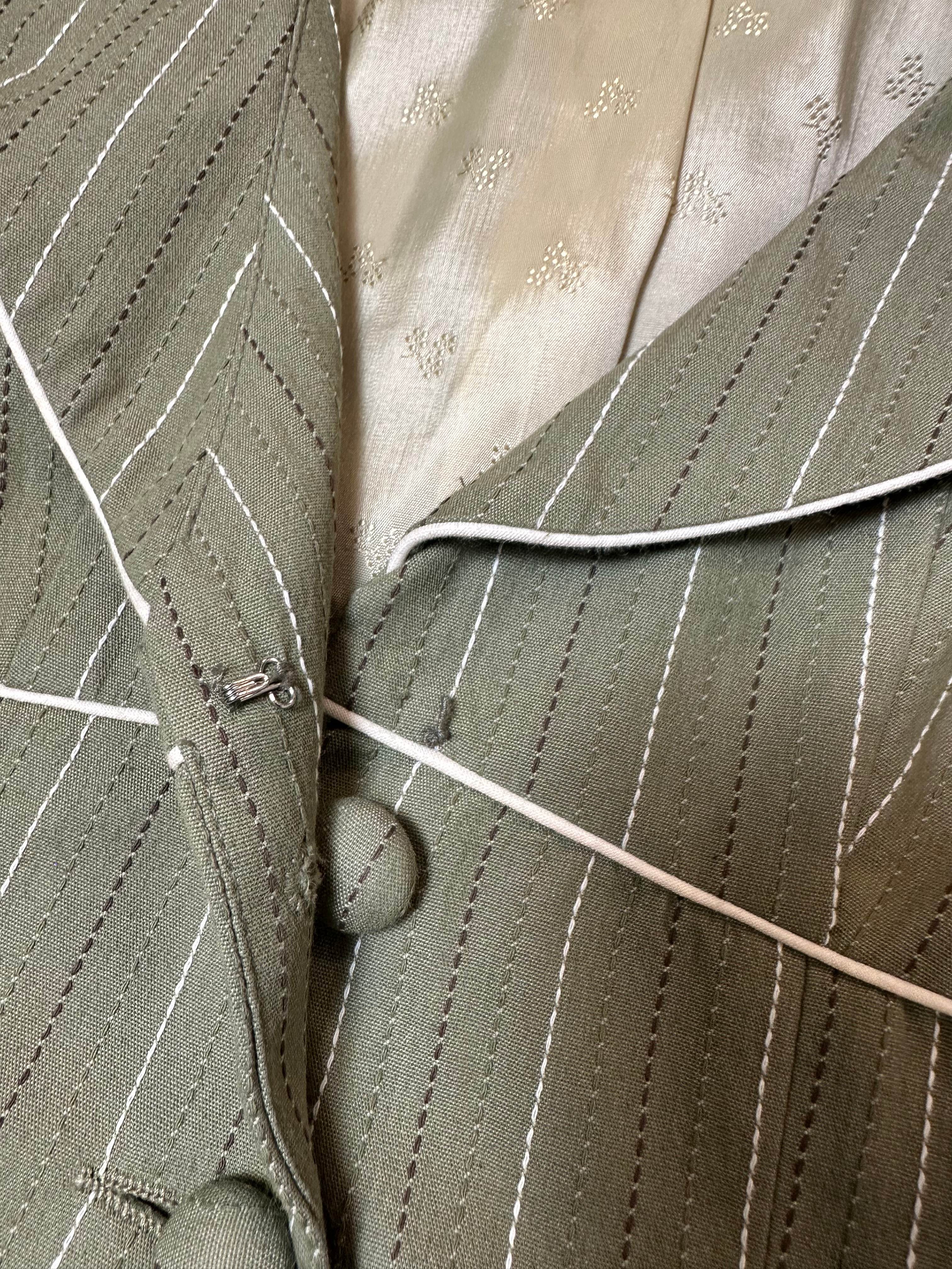 Nanette Lepore Vintage Pinstriped Green Blazer with Pockets and Bow detail - size 2