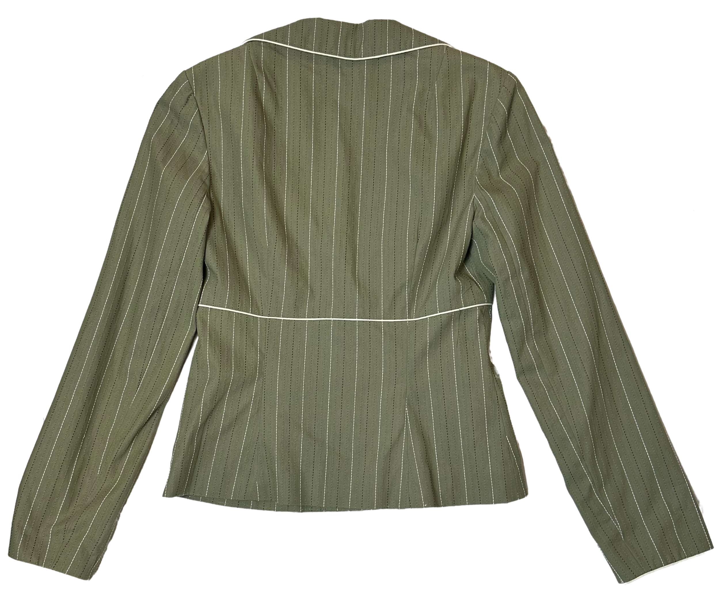 Nanette Lepore Vintage Pinstriped Green Blazer with Pockets and Bow detail - size 2
