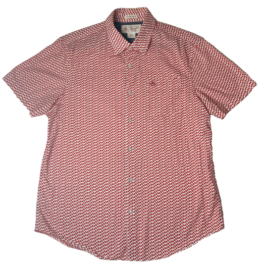 Original Penguin Heritage Slim Fit Men's Red Pepper Short Sleeve Shirt - Medium