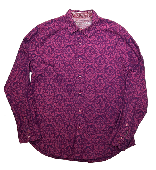 Robert Graham Long Sleeve Pink & Purple Print Button-Up Shirt size XL