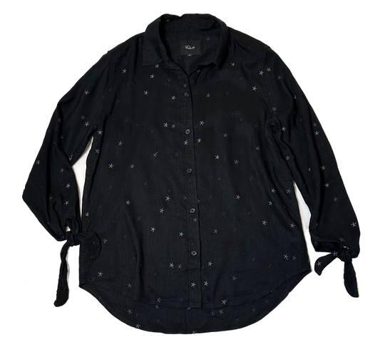Rails Robyn Black Blouse with Stars and Tie Sleeves - size Small