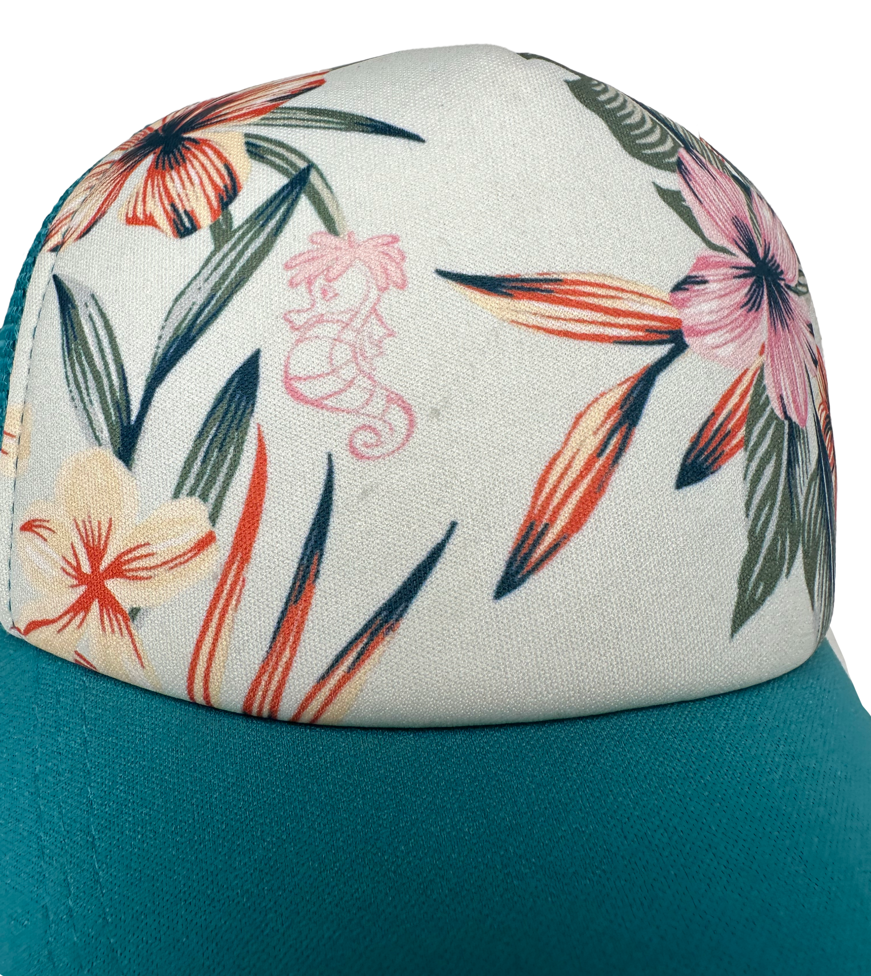 Disney Roxy Tropical Seahorse Adult Snap Back Mesh Trucker Baseball Cap Make heads turn with the Disney Roxy Tropical Seahorse cap! Featuring a fun tropical print an