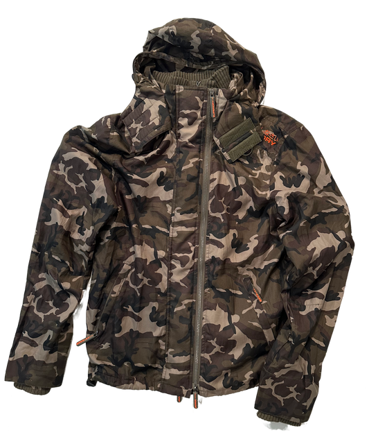 Superdry Japan Camo Mesh Lined Long Sleeve Hooded Windcheater Mens size Medium