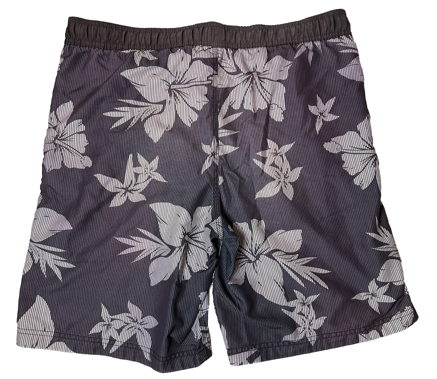Speedo Grey Hibiscus Print Mens Swim Trunks Sz M