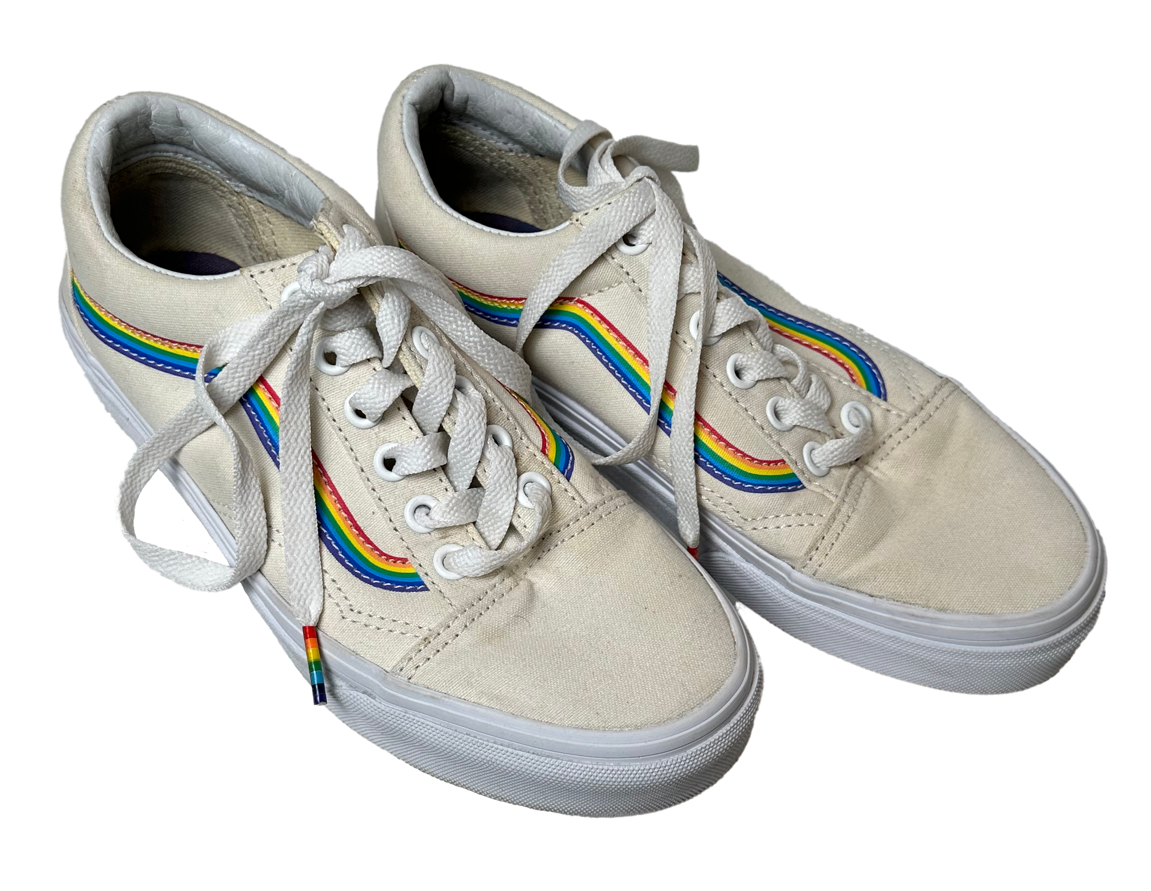 Vans Limited Edition Old Skool Rainbow Skate Sneaker Shoes Size 6 Get ready to skate with the Vans Limited Edition Old Skool Rainbow Skate Sneakers! These kicks feat