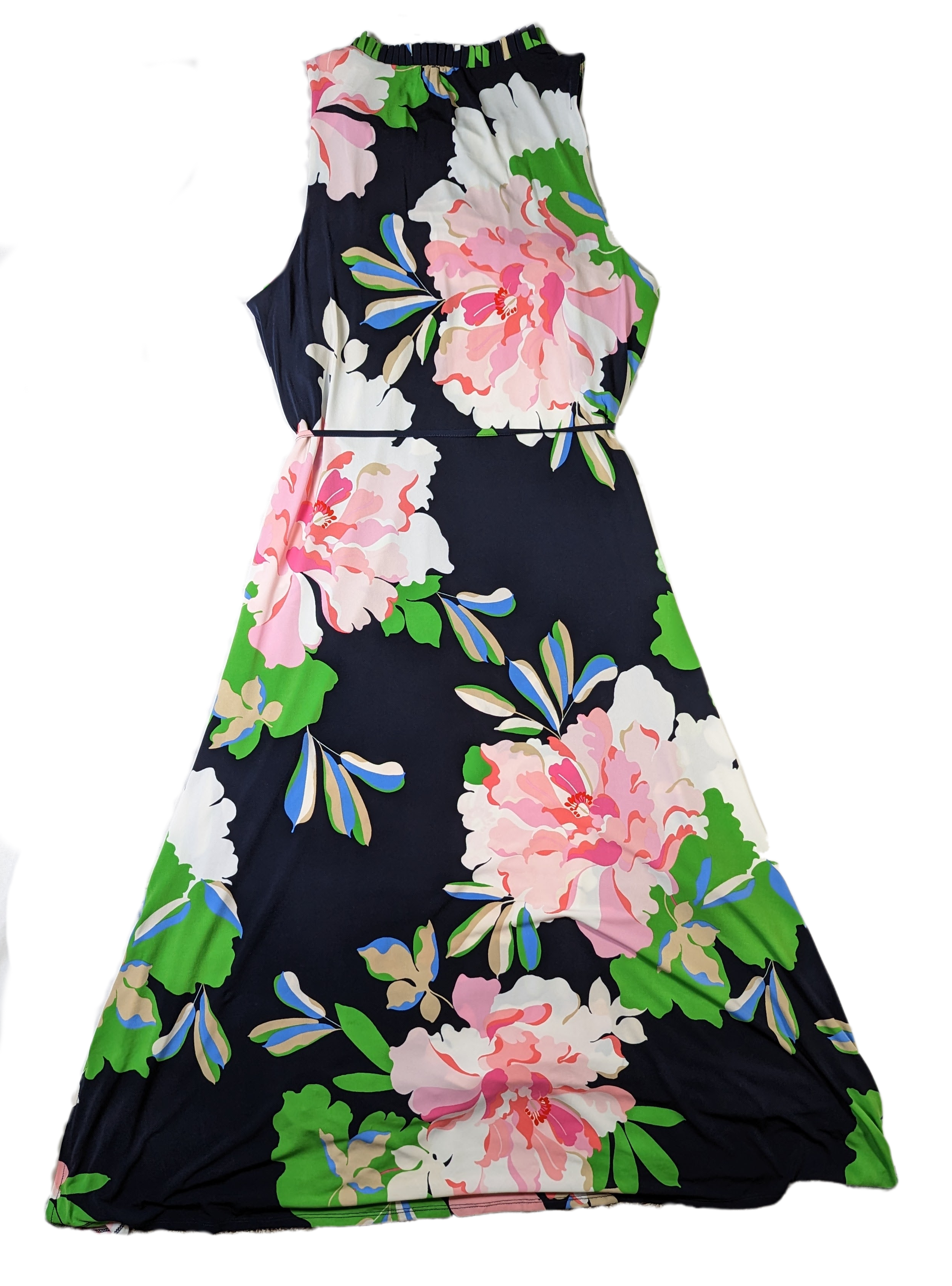 Tommy HIlfiger Floral Maxi Dress - NWOTGorgeous floral print makes with maxi dress really stand out!  The navy background highlights with pink and white blossoms.  The simple tie waist enhances your figur