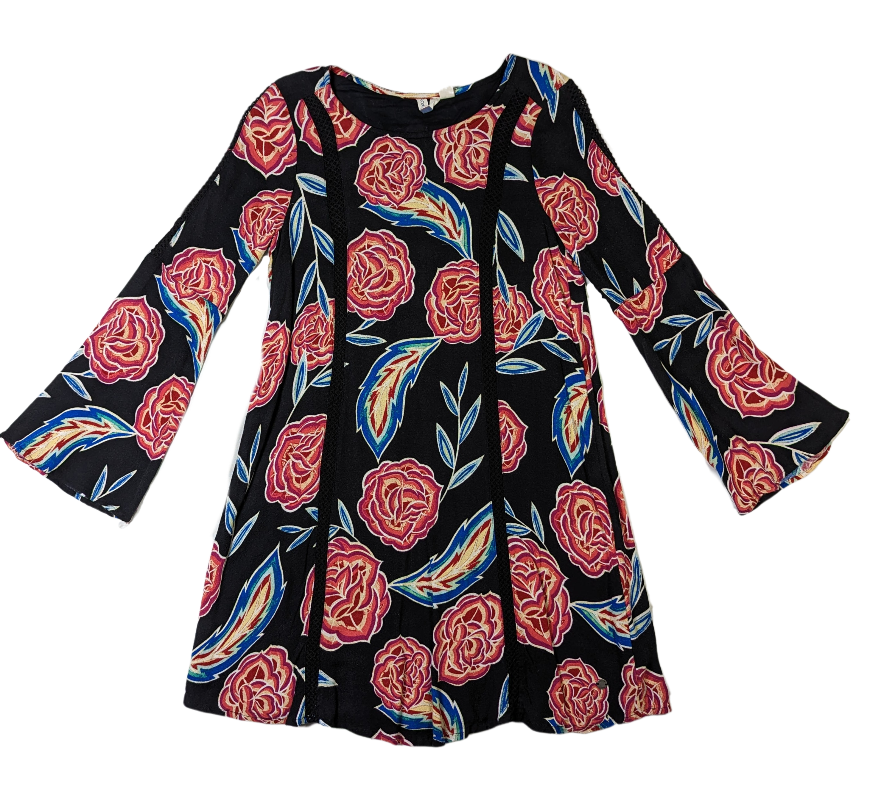 Roxy 'East Coast Dreamer' Bell Sleeve Floral Print DressROXY East Coast Dreamer dress is flirty, comfortable and easy to wear! This would look so cute with white sneakers, sandals or a strappy wedge! Vibrant pattern, blac