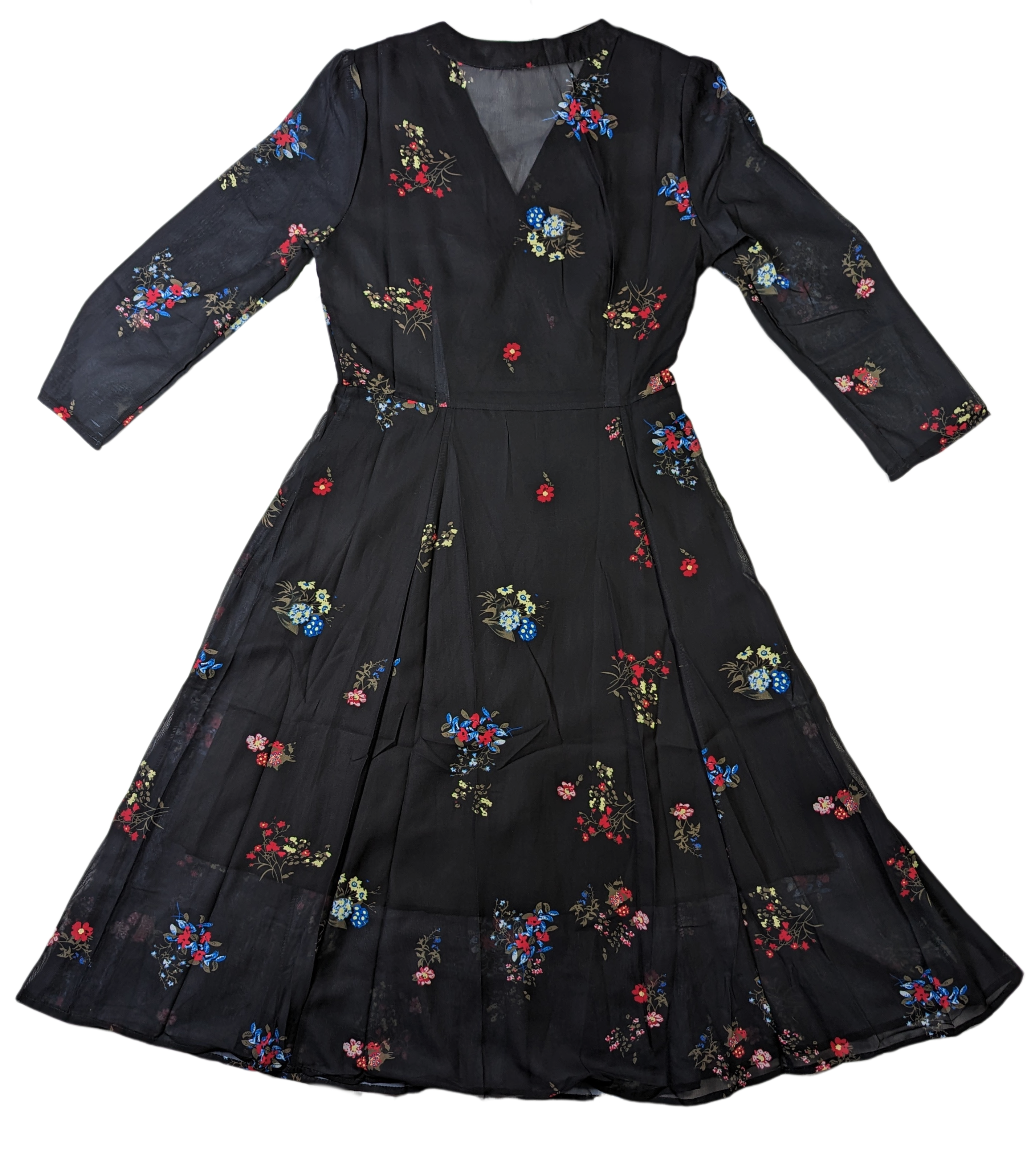 YDYThis YDY dress is perfect for any occasion. The black background with red and blue flowers create a timeless look. The sheer back and sleeves create a modern yet modDressesYDY Black Floral Dress NWTYDY Black Floral Dress NWT