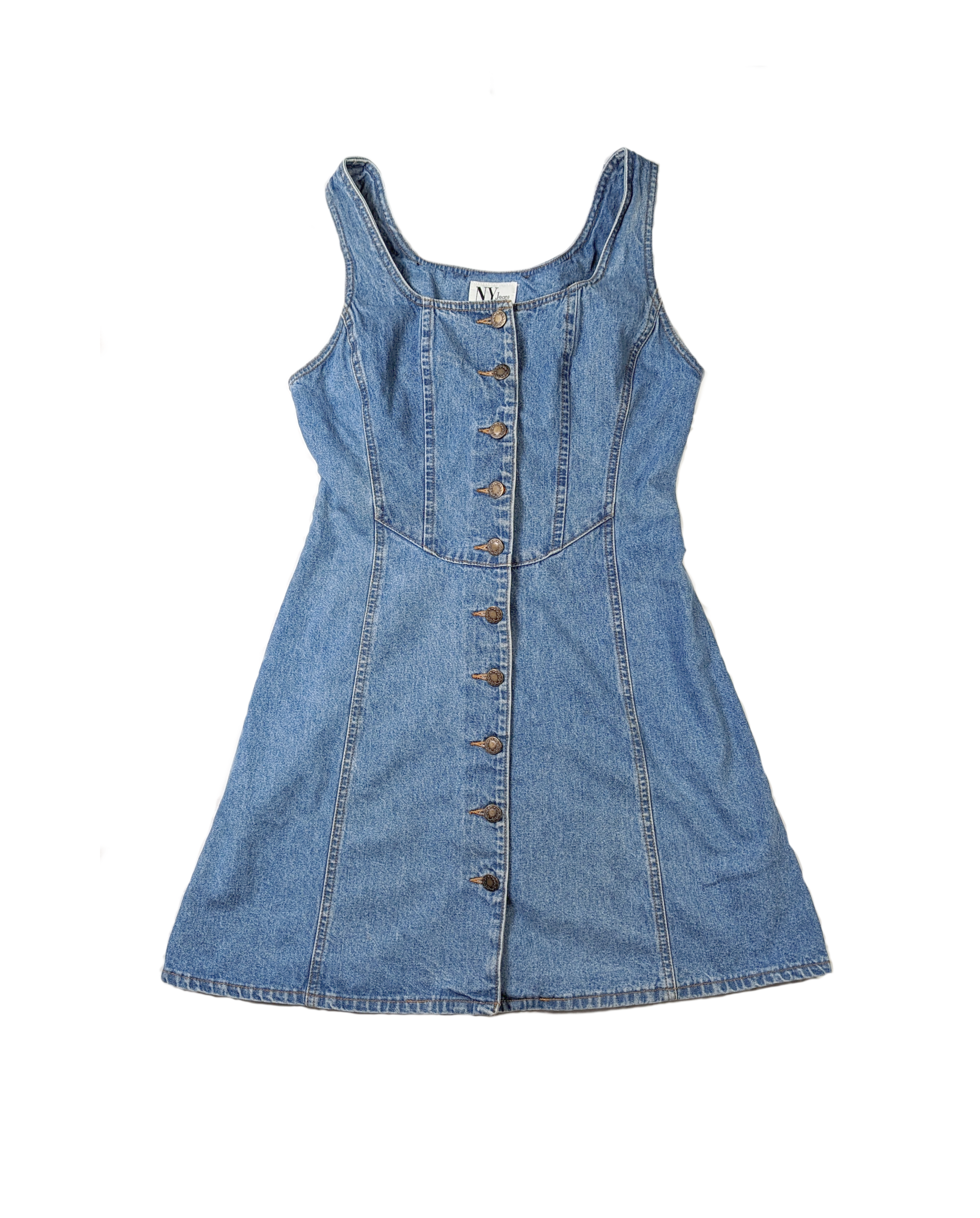 NY Jeans Vintage Denim Button Front Dress is a summer essential! Crafted from 100% cotton and featuring a classic button front, it's perfect to take you from day to nighDressesVintage Denim Button front dressVintage Denim Button front dress