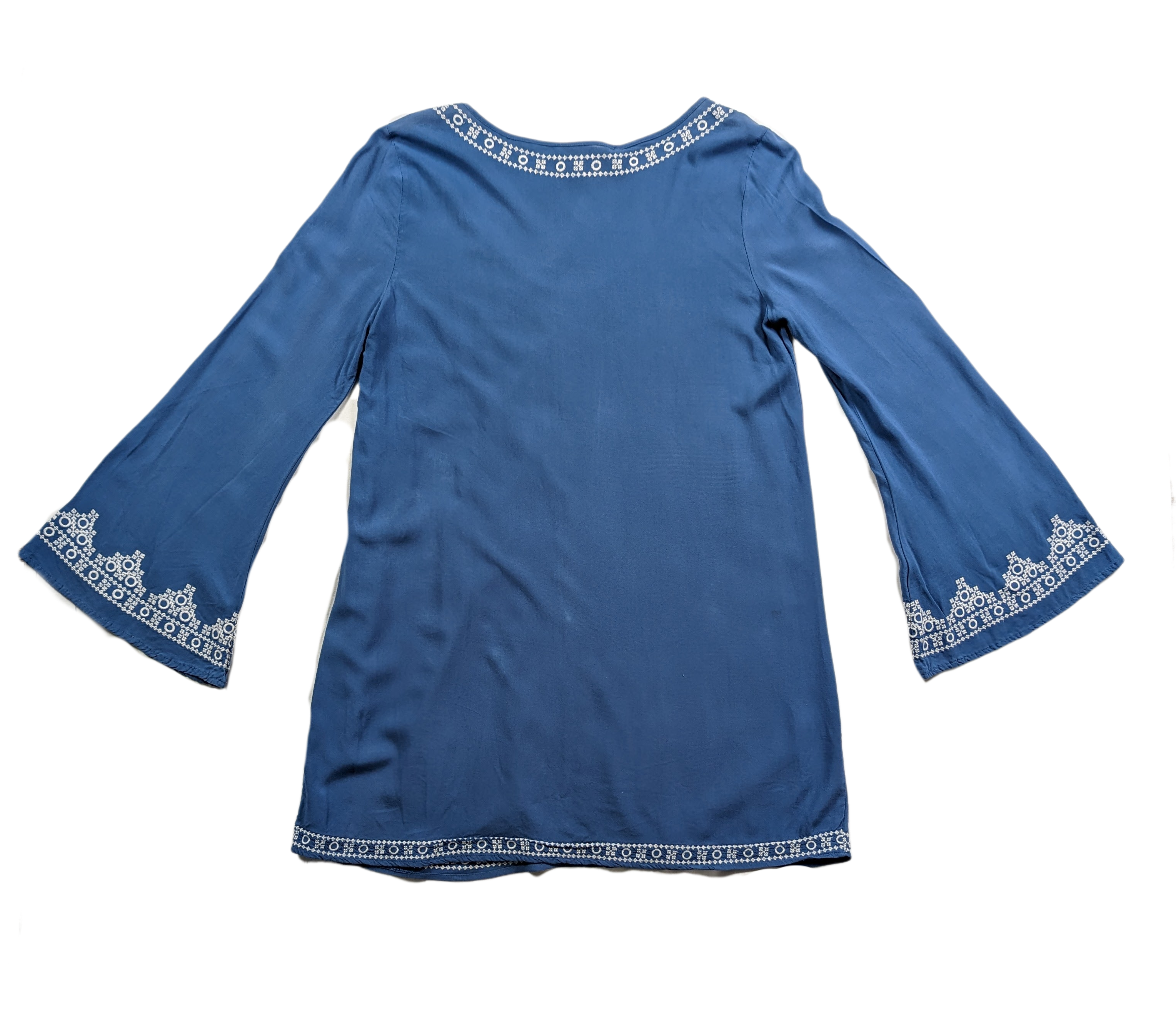 Lovestitch Blue Embroidered Mini Dress  The bell sleeves add style and flair.DressesLovestitch Blue Embroidered Mini DressLovestitch Blue Embroidered Mini Dress