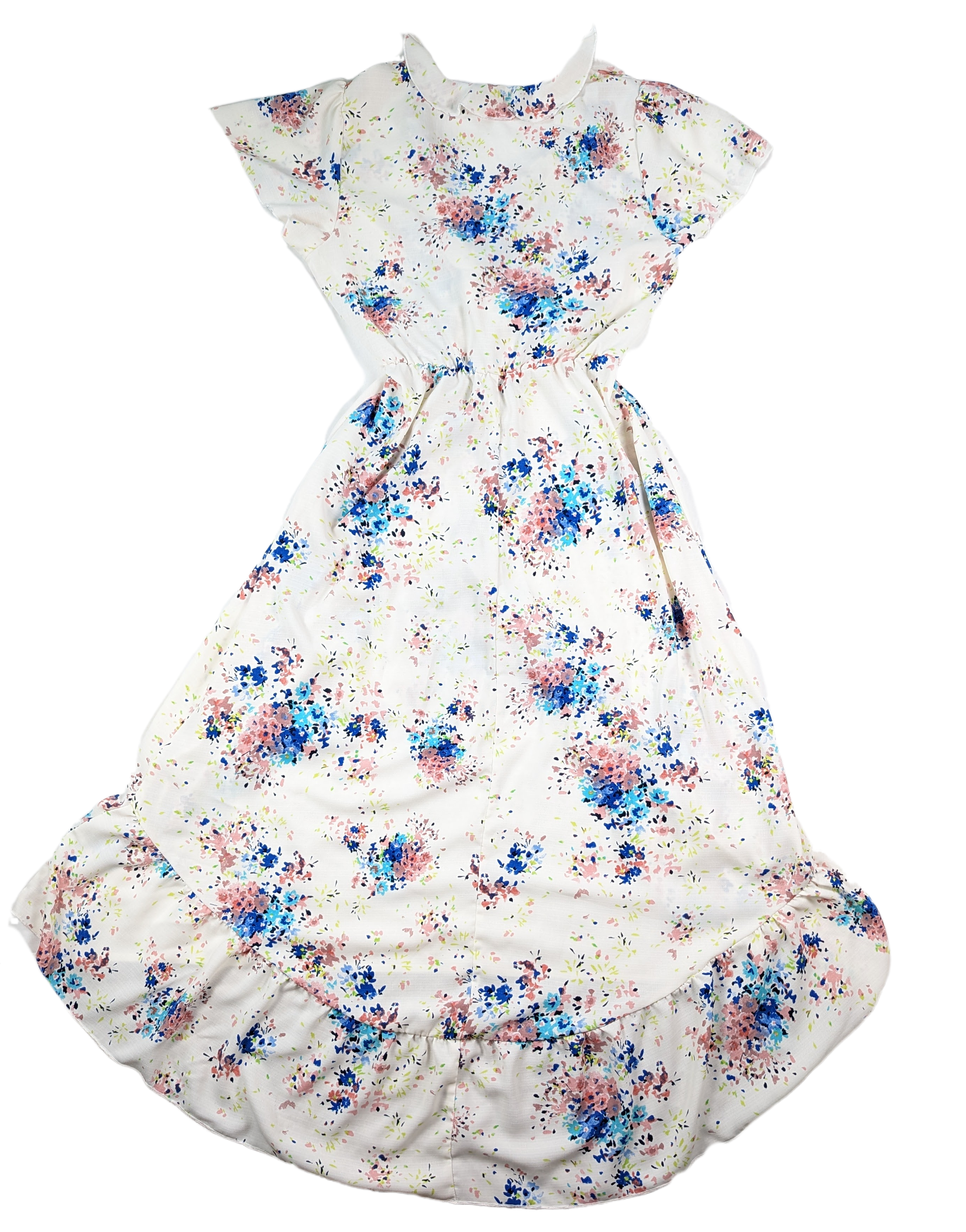 As U Wish Cream Floral High-Low Dress with Ruffle at NeckUnleash your inner flower child with our As U Wish Floral High-Low Dress! Featuring a beautiful cream floral print, high-low hem, and ruffle detail around the neck aFloral High-Low DressDresses