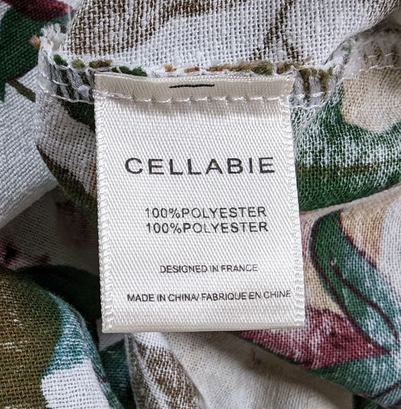 Cellabie White Floral Shift DressLong Sleeved, Roll-tab, Short length, green and pink floral
 Cellabie White Floral Shift DressDresses