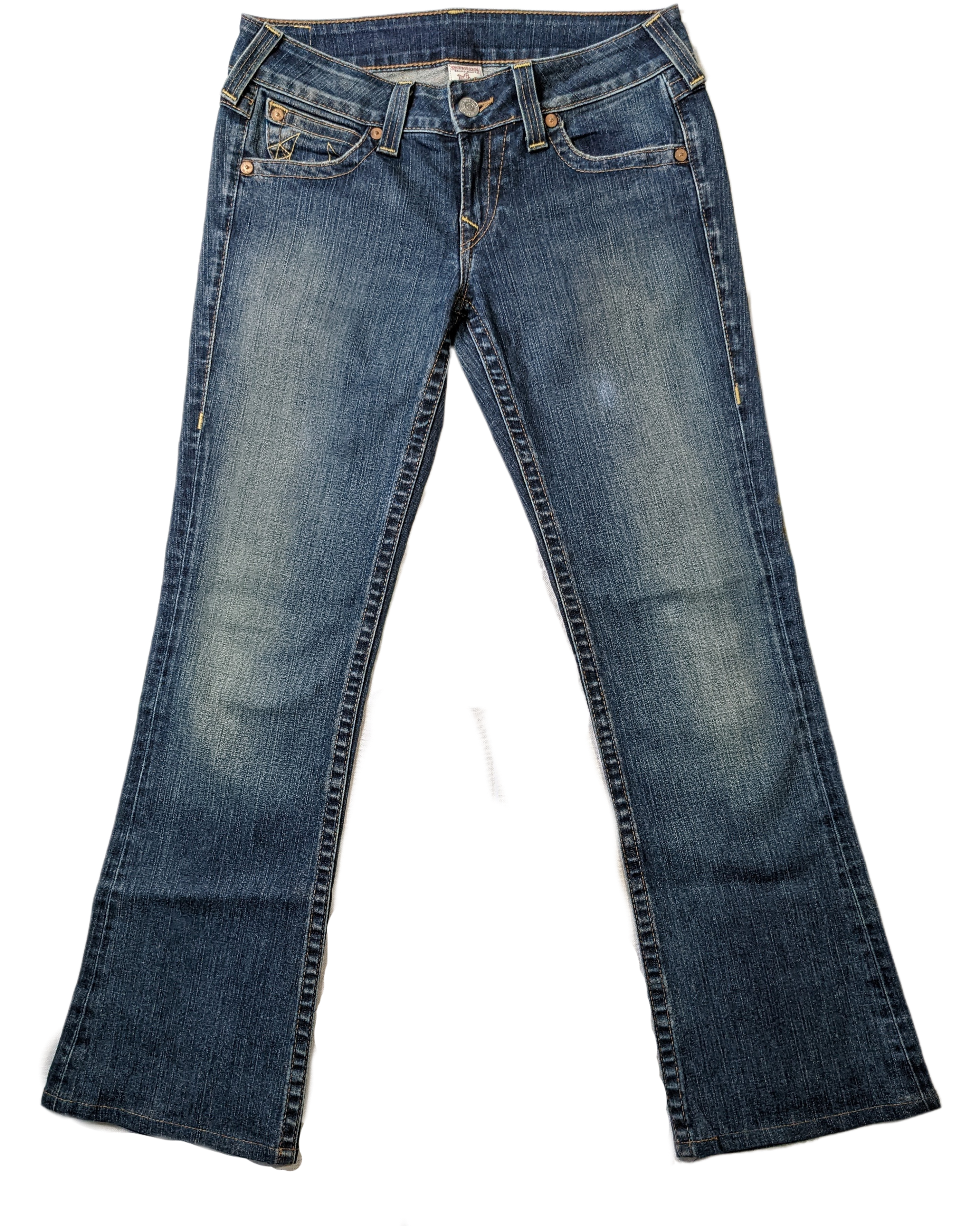 True Religion World Tour JeansThese are a great pair of jeans.  With a medium wash and a slight flare, they will go with so many things.