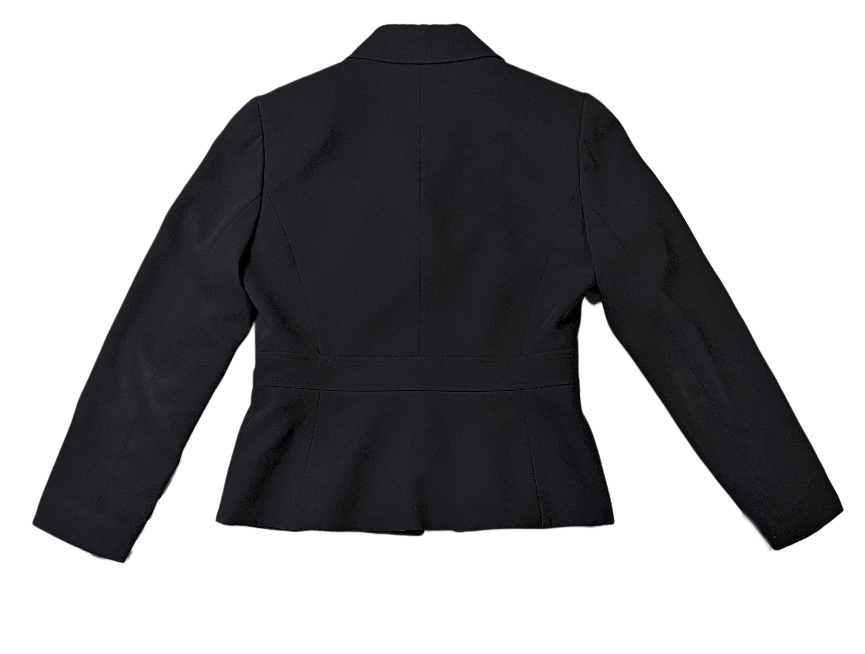 Tahari Arthur S Levine Black Blazer Size 6P  Elevate your professional style with the Tahari Arthur S Levine Black Blazer. This fitted blazer, in a sleek black color