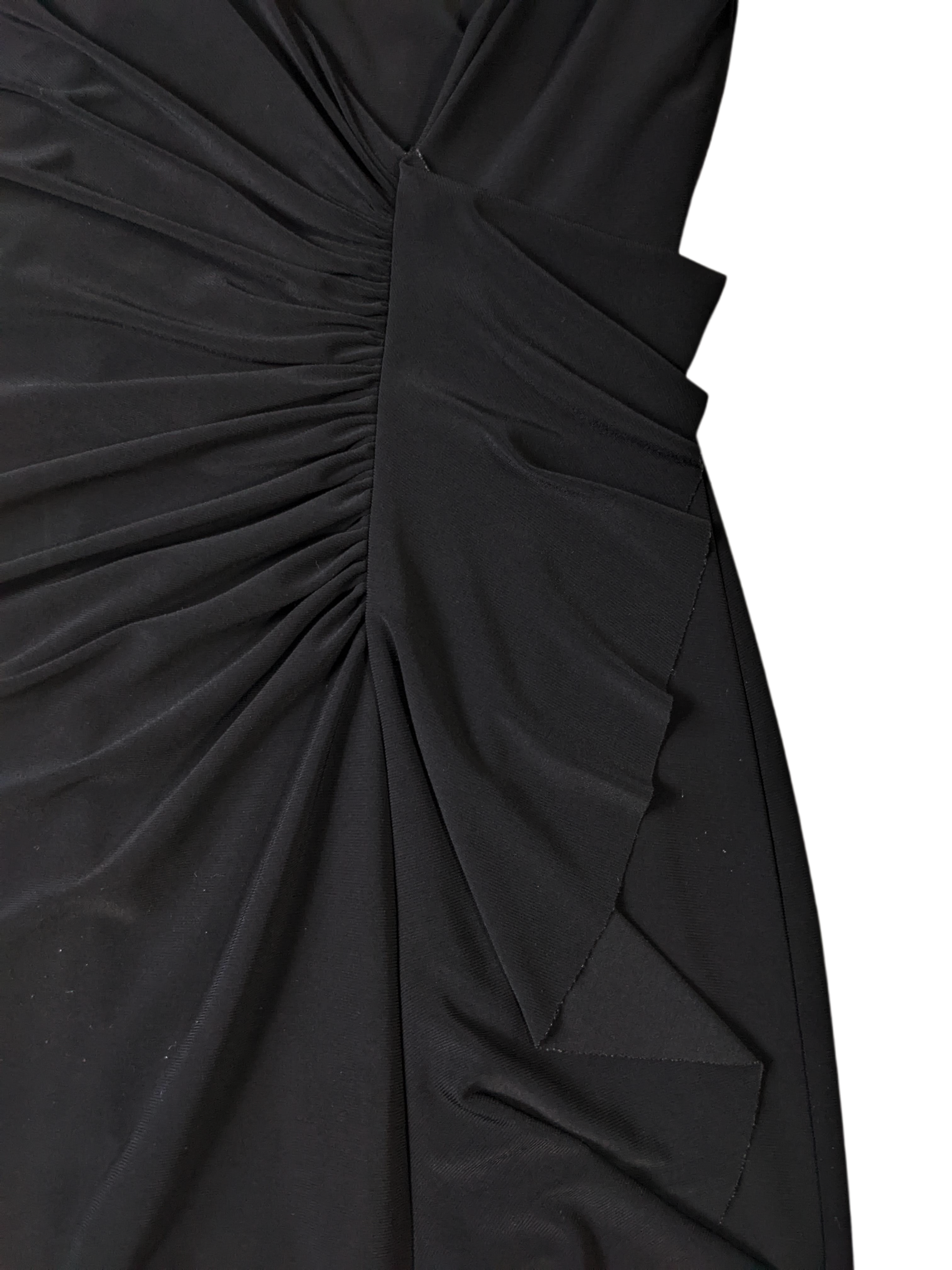 Lauren by Ralph Lauren Black Faux Wrap V-neck side ruched dressThis is the perfect Little Black Dress.  With classic styling and soft comfort, you can wear it for any occasion!