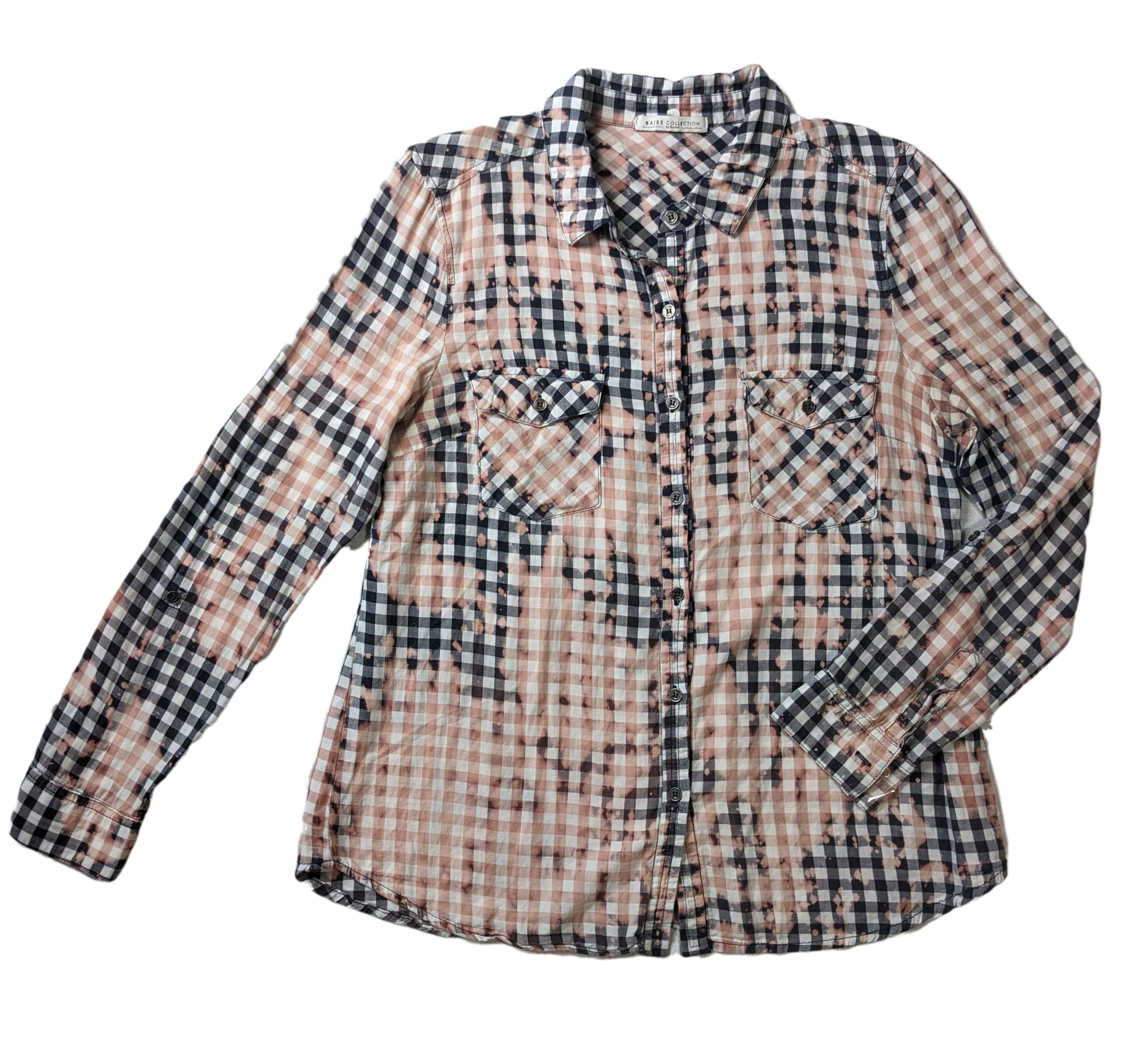 REFRESHED- Bajee Collection Gingham Check Flannel Refreshed - This Flannel has been bleach dyed, to give it a stylish edge.  Wear your unique style with Jeans or a nice pair of chinos.