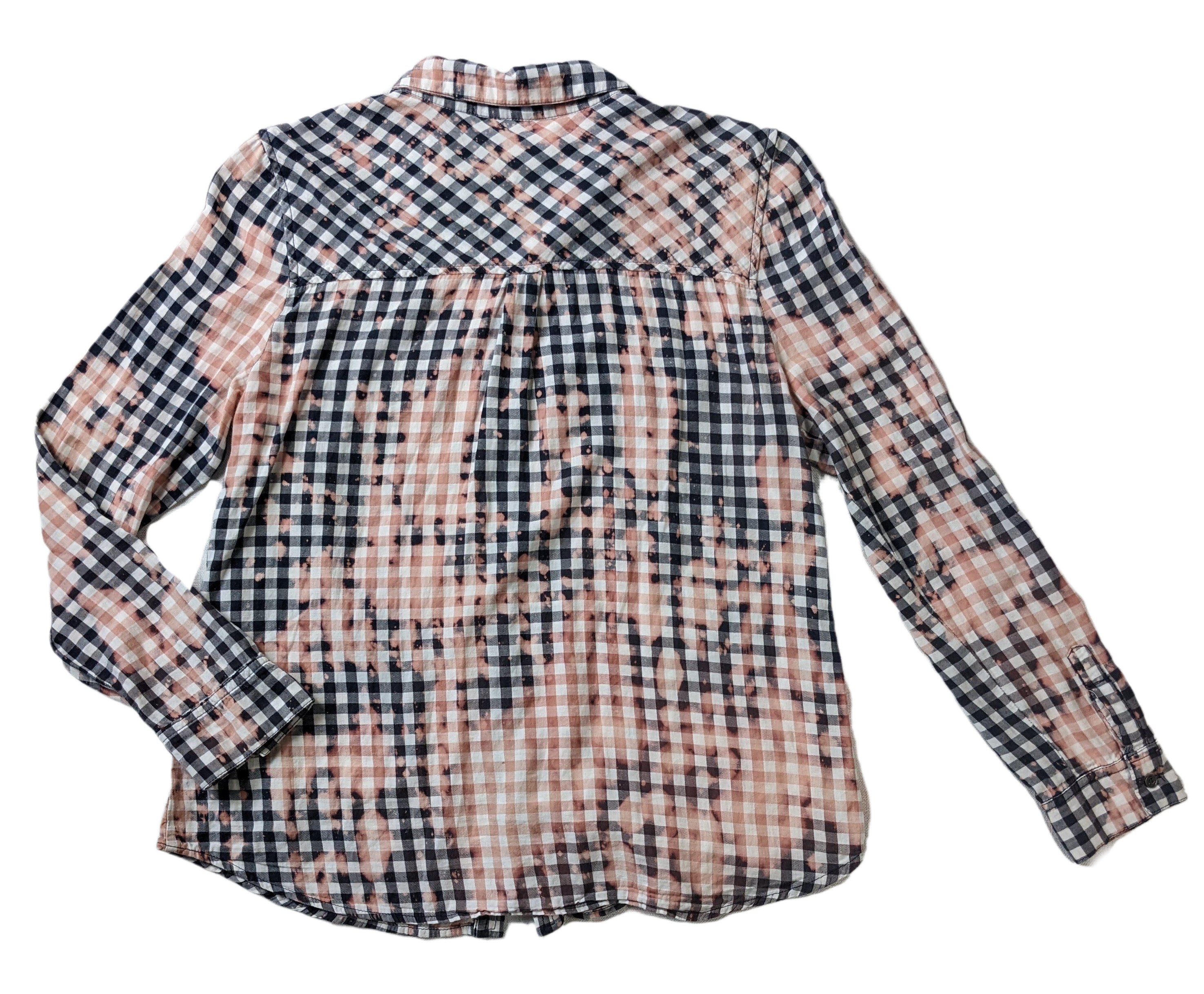 REFRESHED- Bajee Collection Gingham Check Flannel Refreshed - This Flannel has been bleach dyed, to give it a stylish edge.  Wear your unique style with Jeans or a nice pair of chinos.